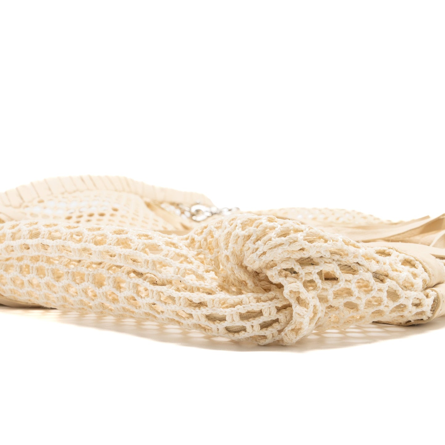 Chanel large beach tote bag lambskin / fabric ivory