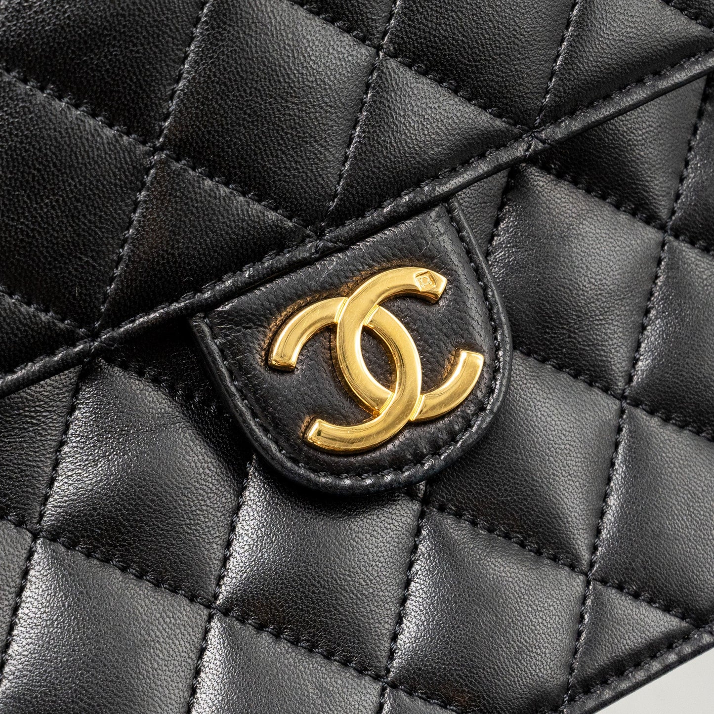 Chanel  Square Flap Chain Bag Lambskin Black