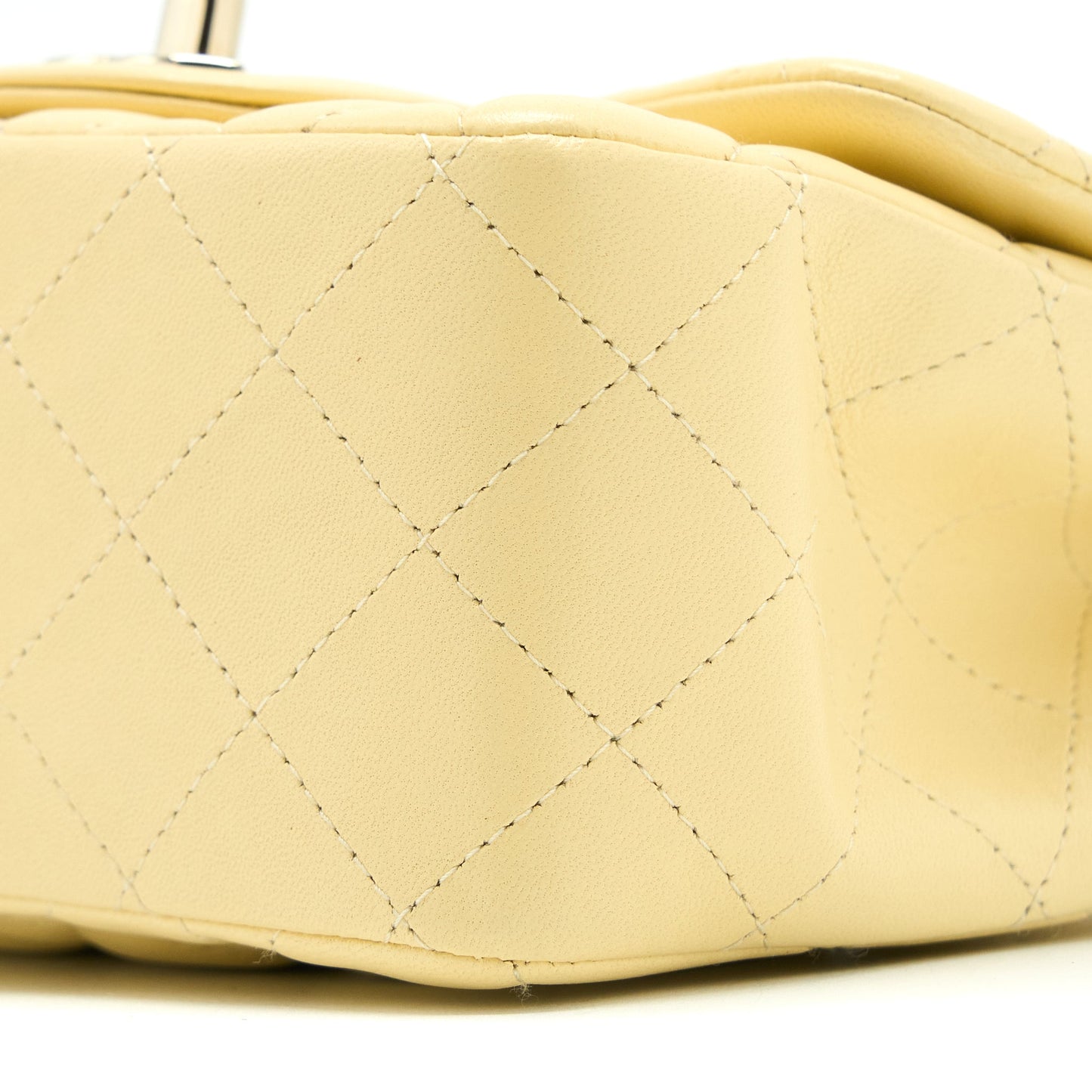 Chanel Mini Square Flap Bag Lambskin Light Yellow L