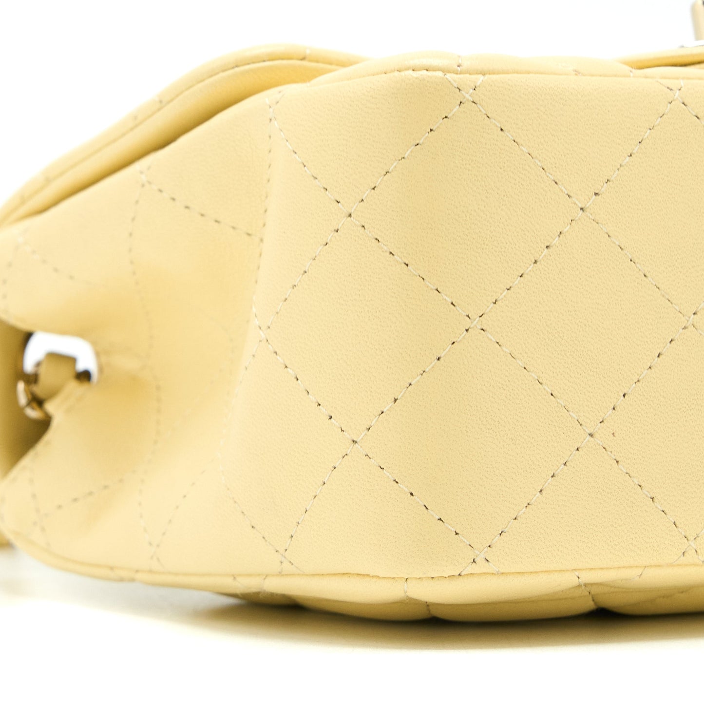 Chanel Mini Square Flap Bag Lambskin Light Yellow L