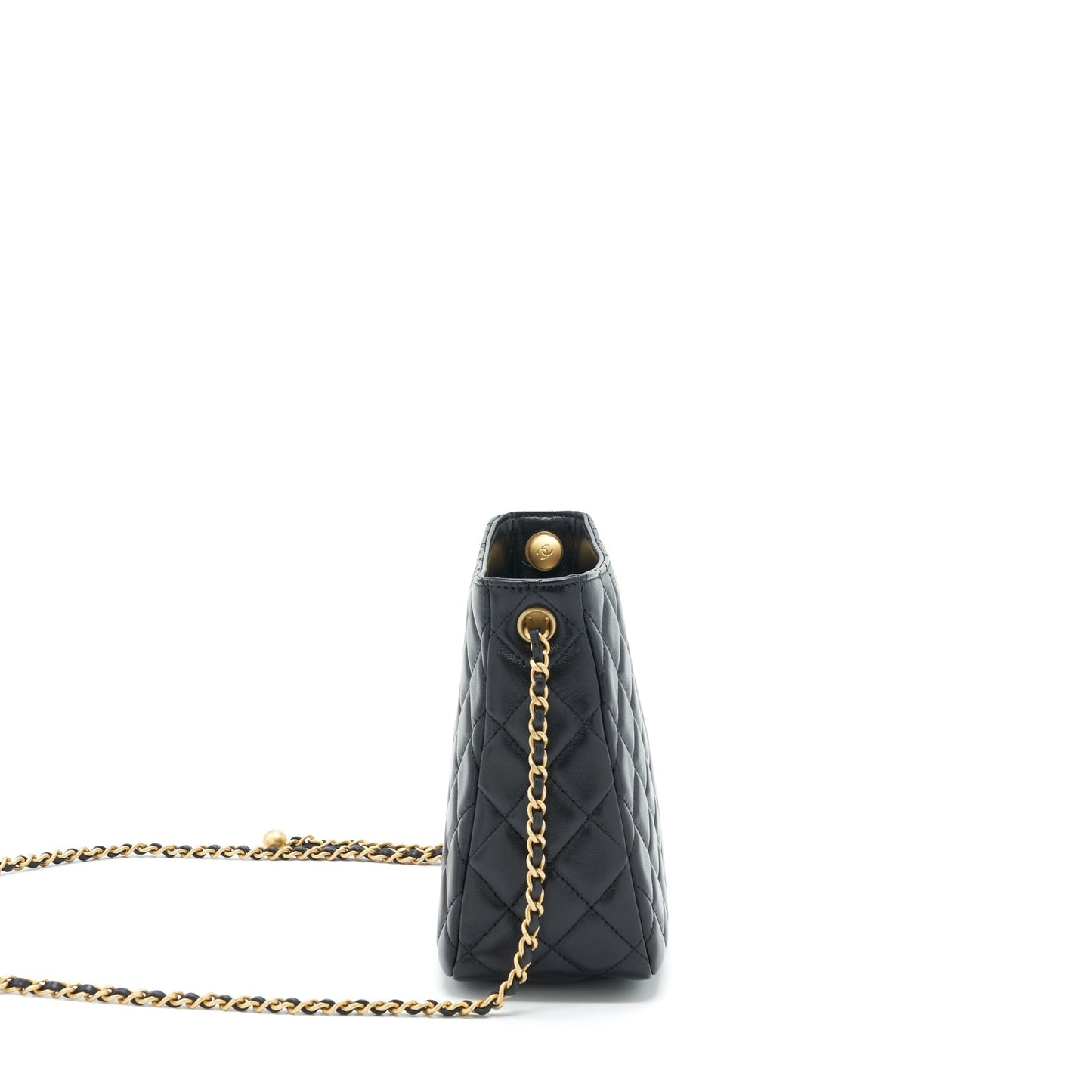 Chanel 22S Pearl Crush Hobo Bag Lambskin Black