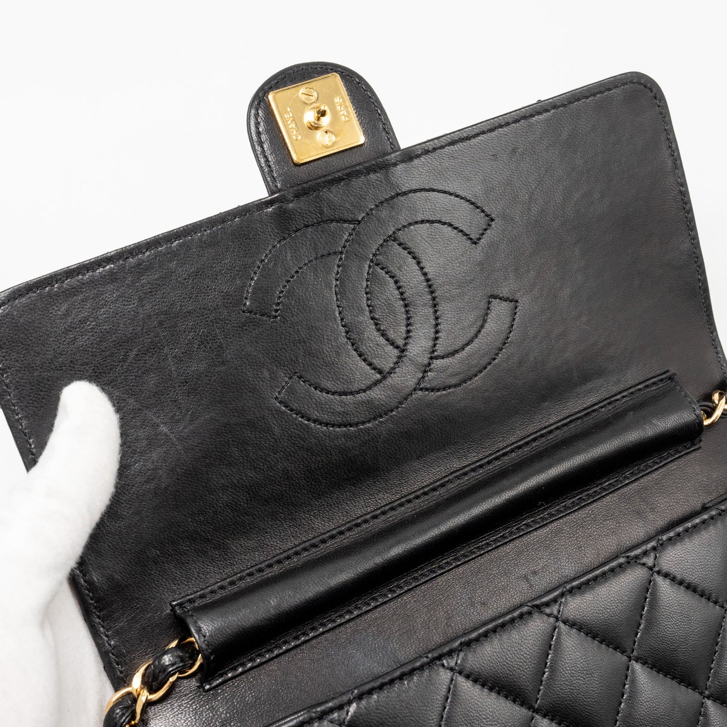 Chanel  Square Flap Chain Bag Lambskin Black