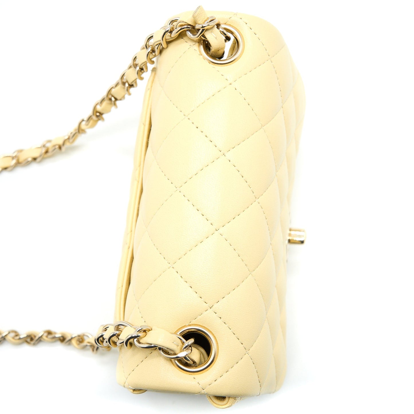 Chanel Mini Square Flap Bag Lambskin Light Yellow L