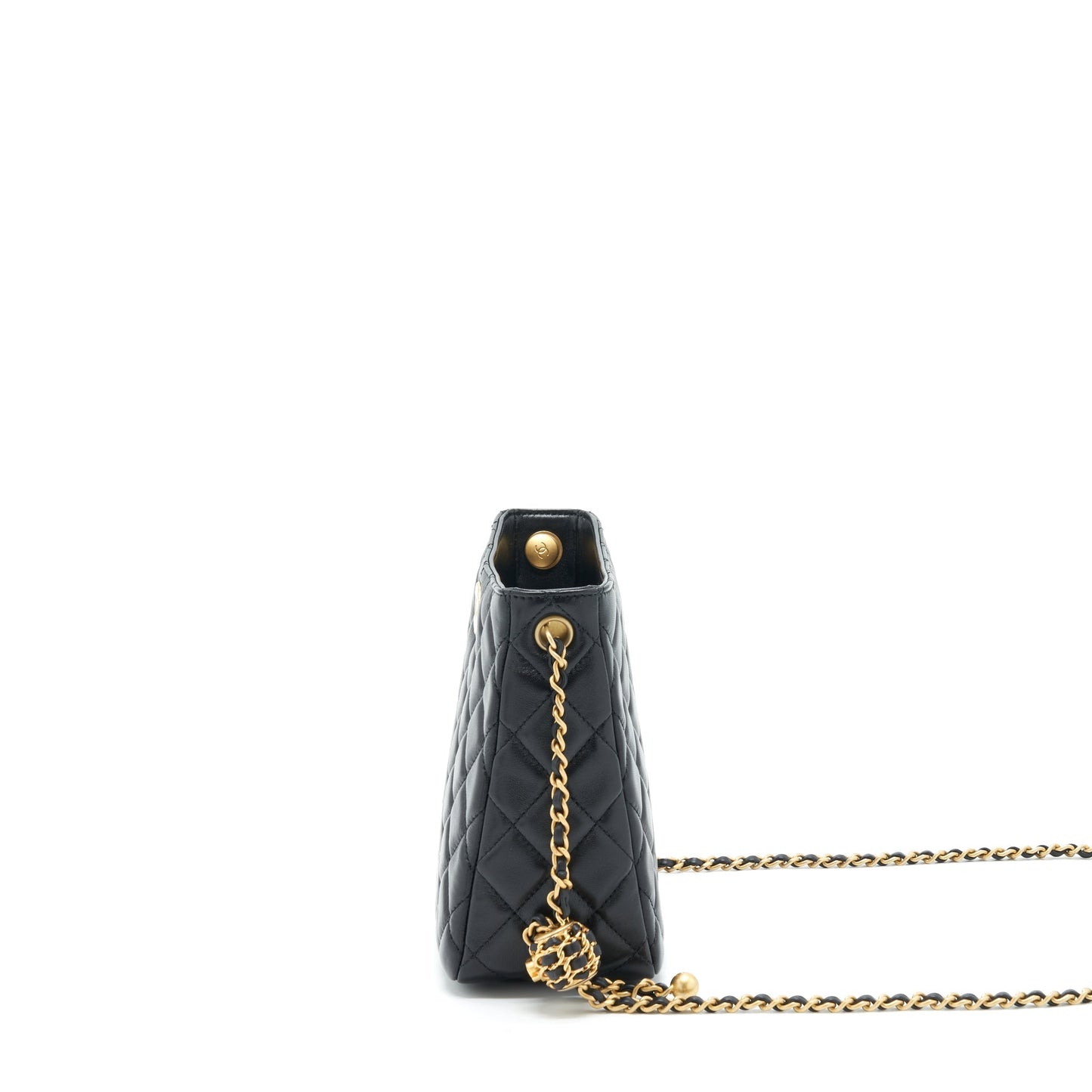 Chanel 22S Pearl Crush Hobo Bag Lambskin Black