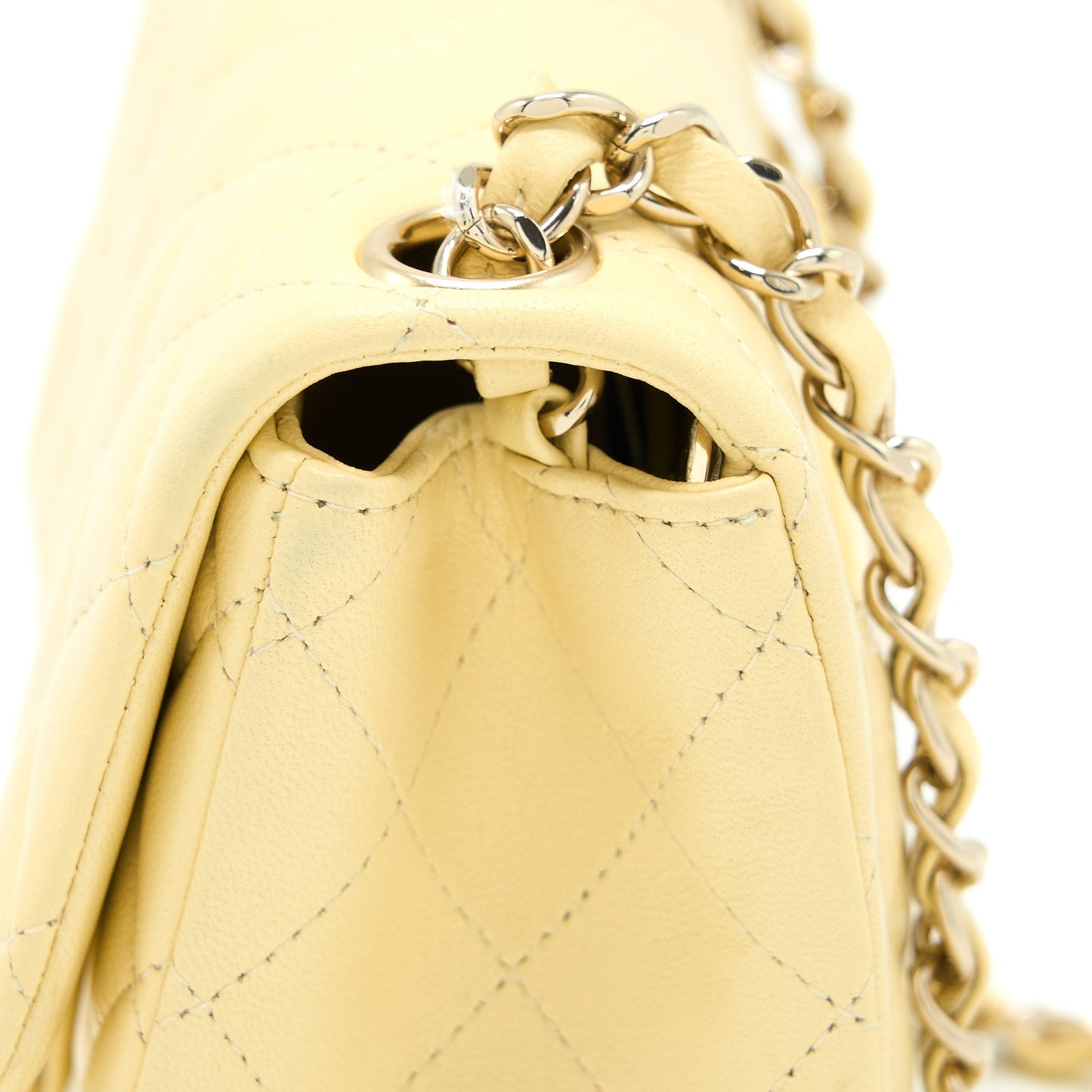 Chanel Mini Square Flap Bag Lambskin Light Yellow L