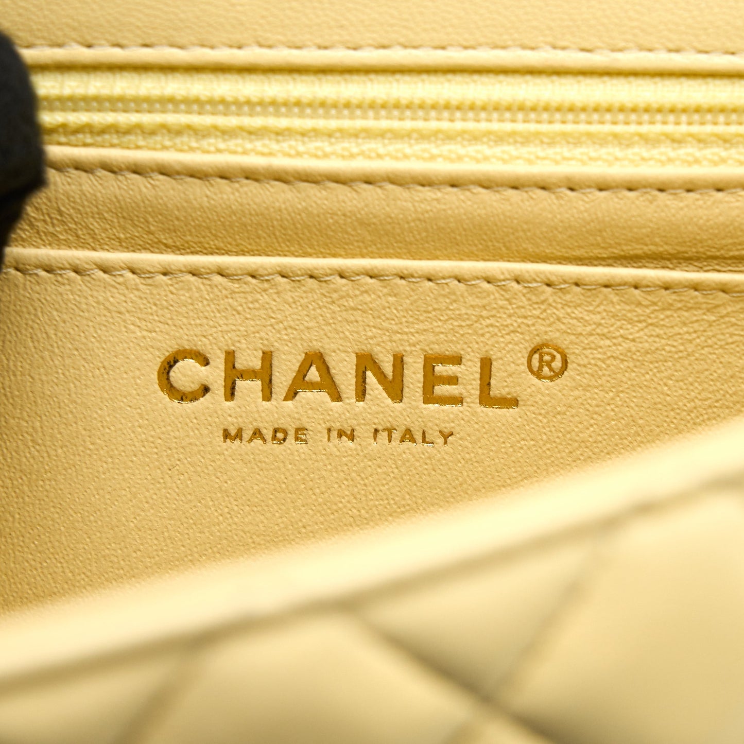Chanel Mini Square Flap Bag Lambskin Light Yellow L