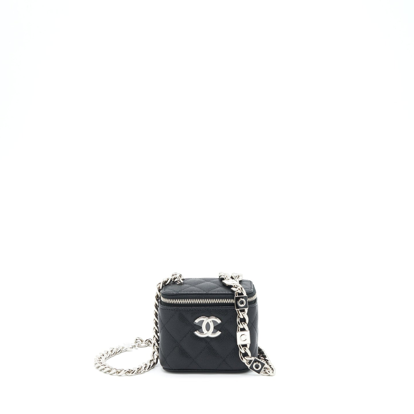 Chanel 22S mini vanity with giant chain caviar black with