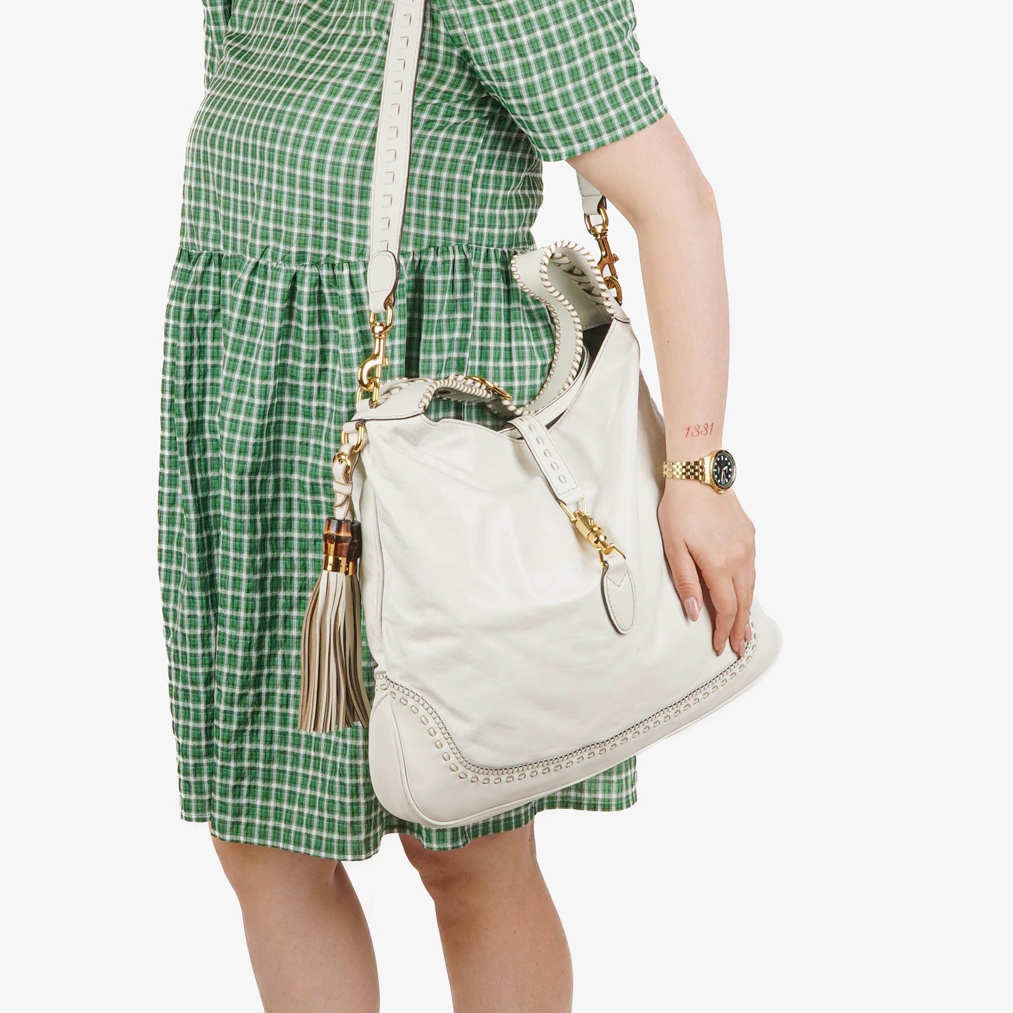 Gucci Jackie Leather Bamboo Tassel Hobo Bag