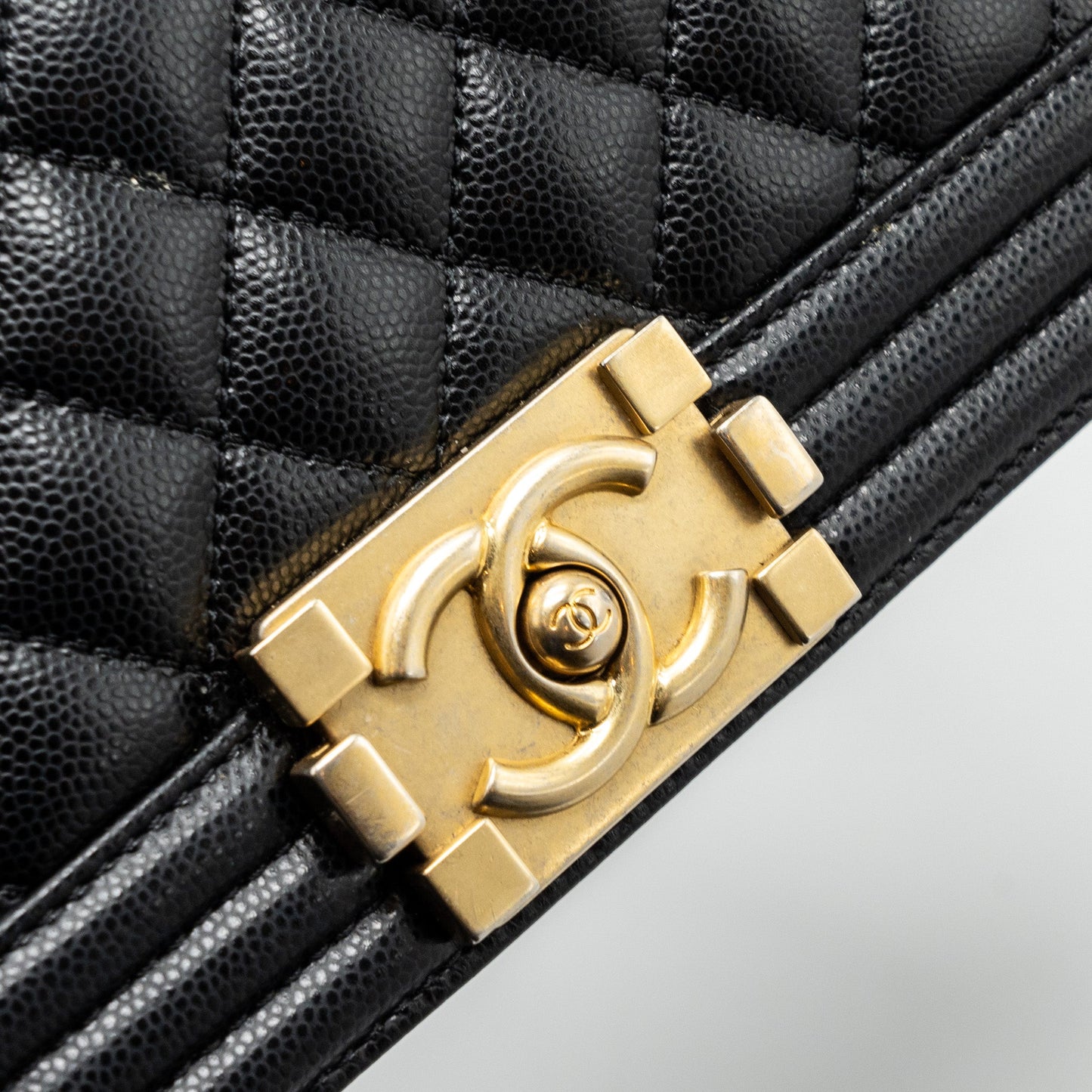Chanel Medium Classic Boy Bag Caviar Black  (microchip)
