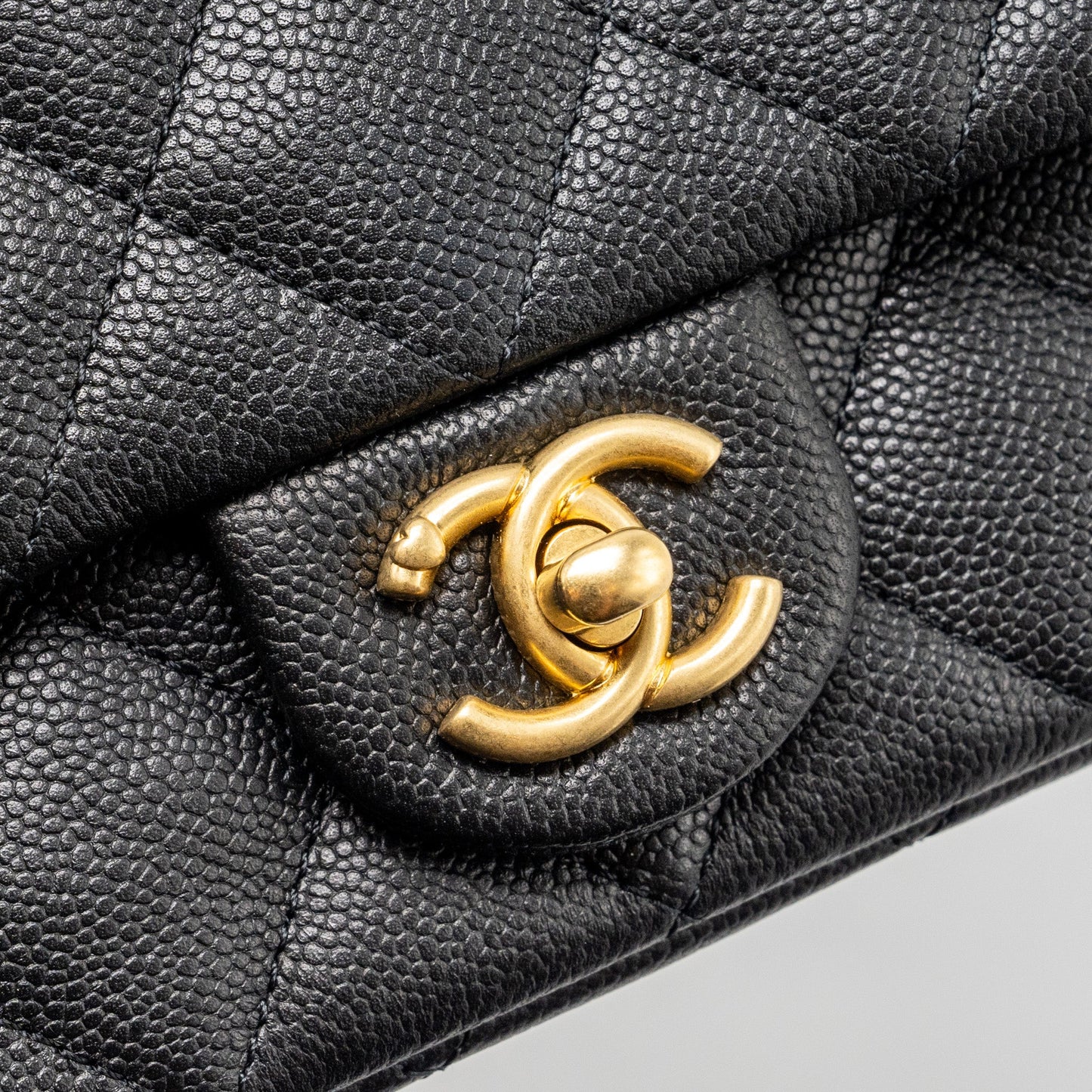 Chanel 24p Coco Love Mini Flap Bag Adjustable Chain Caviar Black Brush  (Microchip)