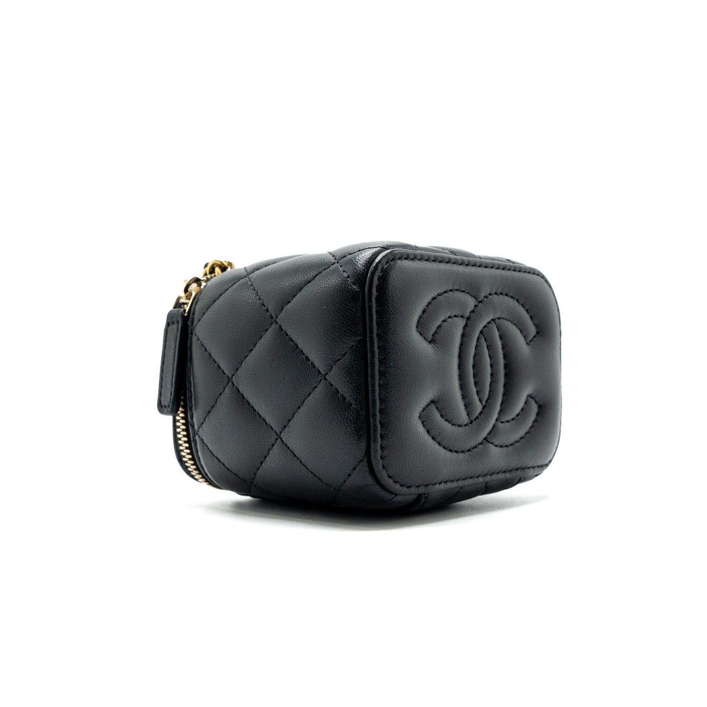Chanel Pearl Crush Mini Vanity Case Lambskin Black  (microchip)