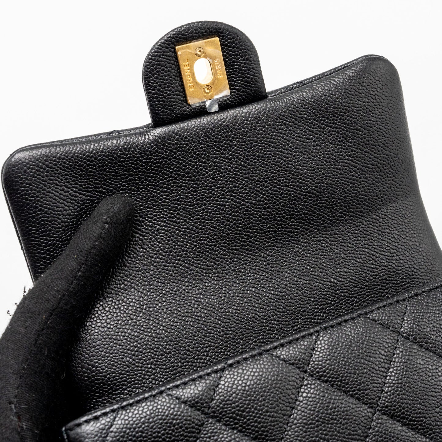 Chanel 24p Coco Love Mini Flap Bag Adjustable Chain Caviar Black Brush  (Microchip)
