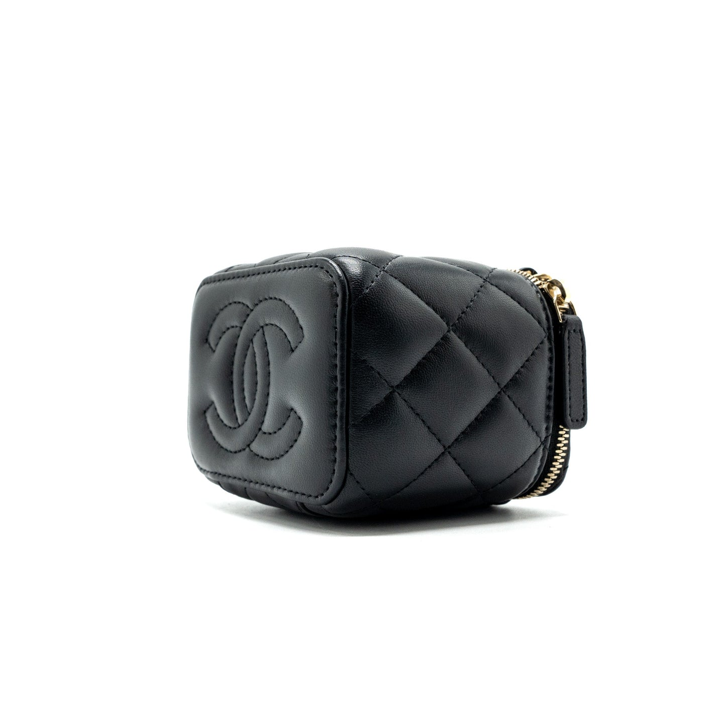Chanel Pearl Crush Mini Vanity Case Lambskin Black  (microchip)