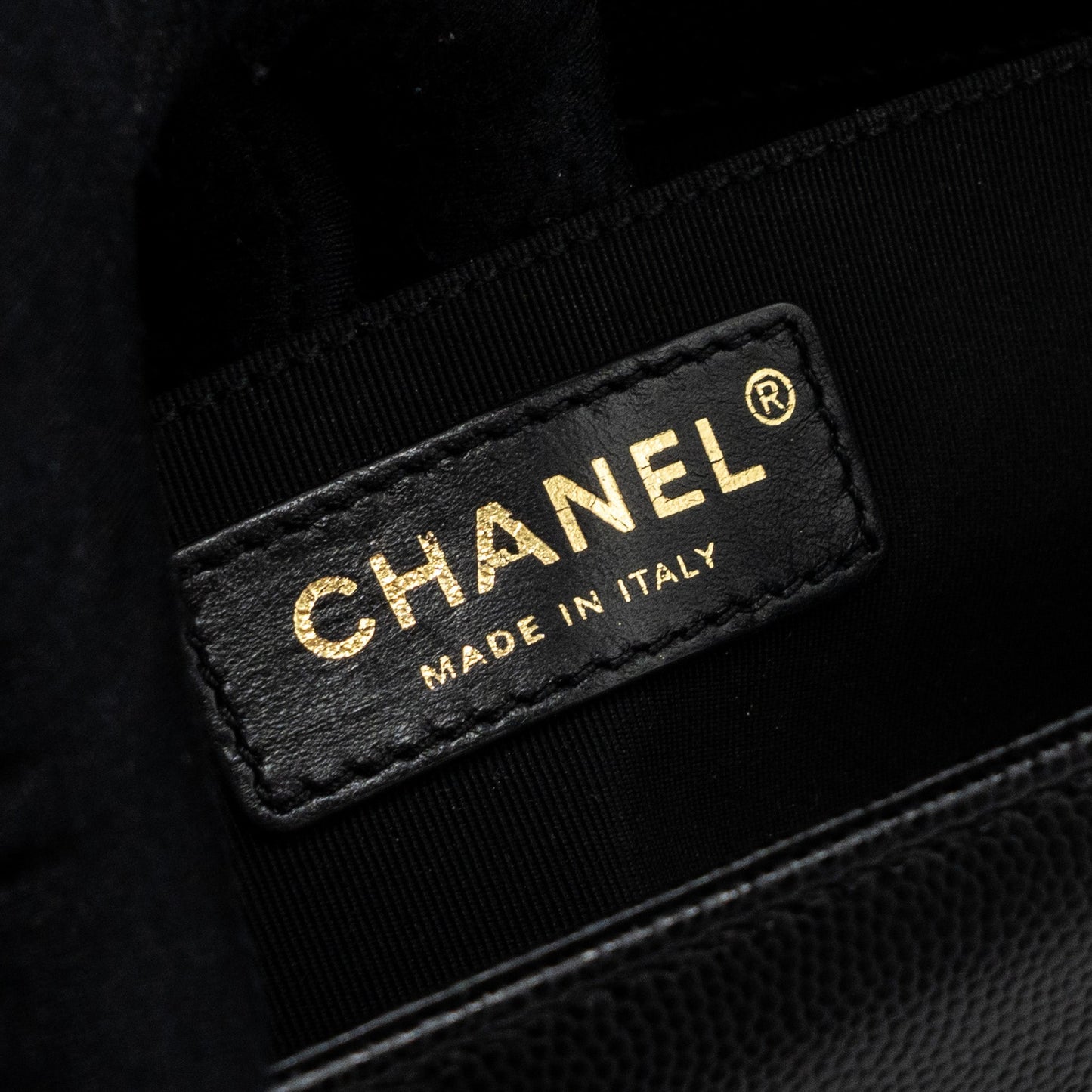 Chanel Medium Classic Boy Bag Caviar Black  (microchip)