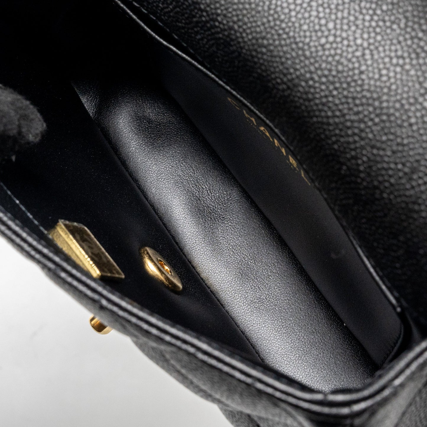 Chanel 24p Coco Love Mini Flap Bag Adjustable Chain Caviar Black Brush  (Microchip)