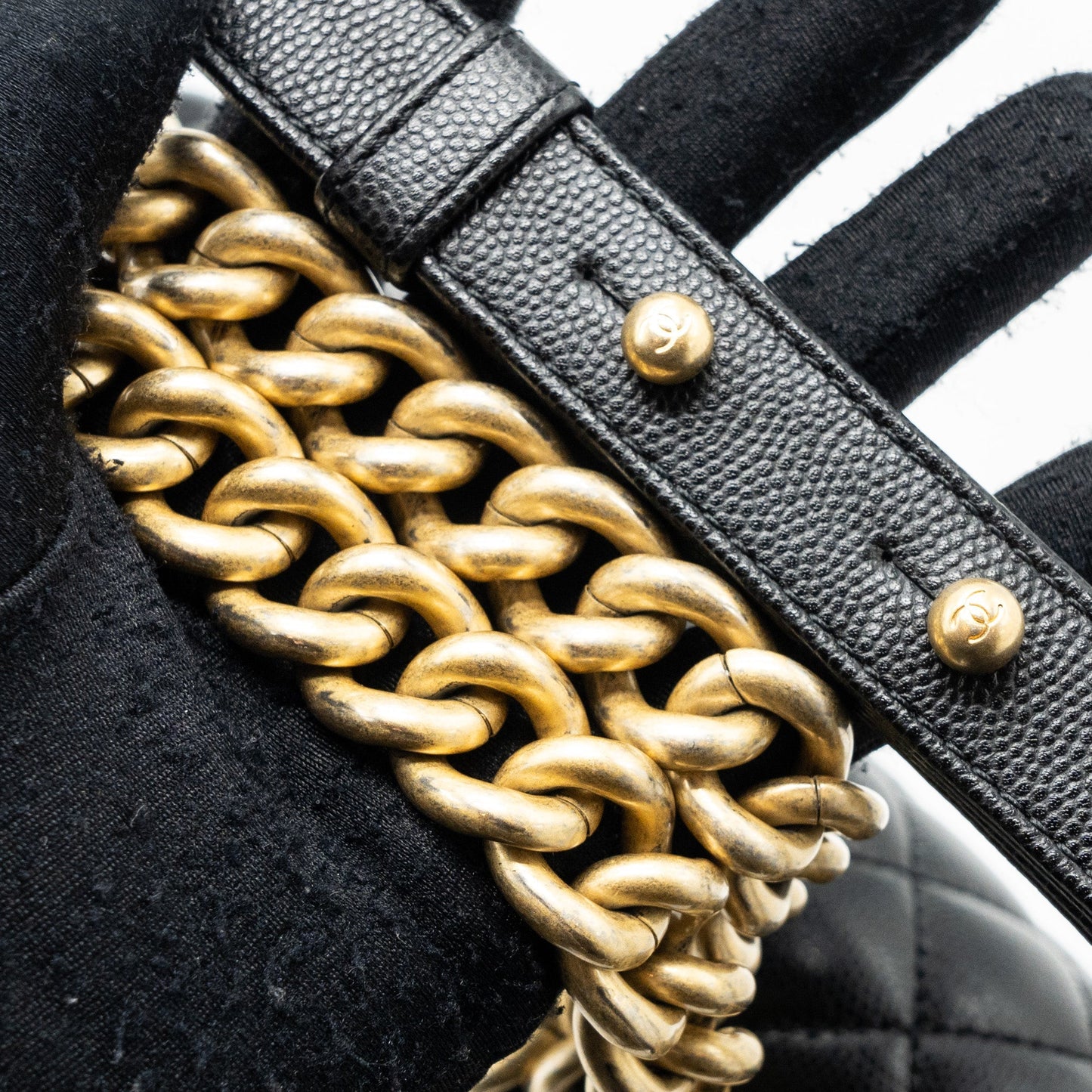 Chanel Medium Classic Boy Bag Caviar Black  (microchip)