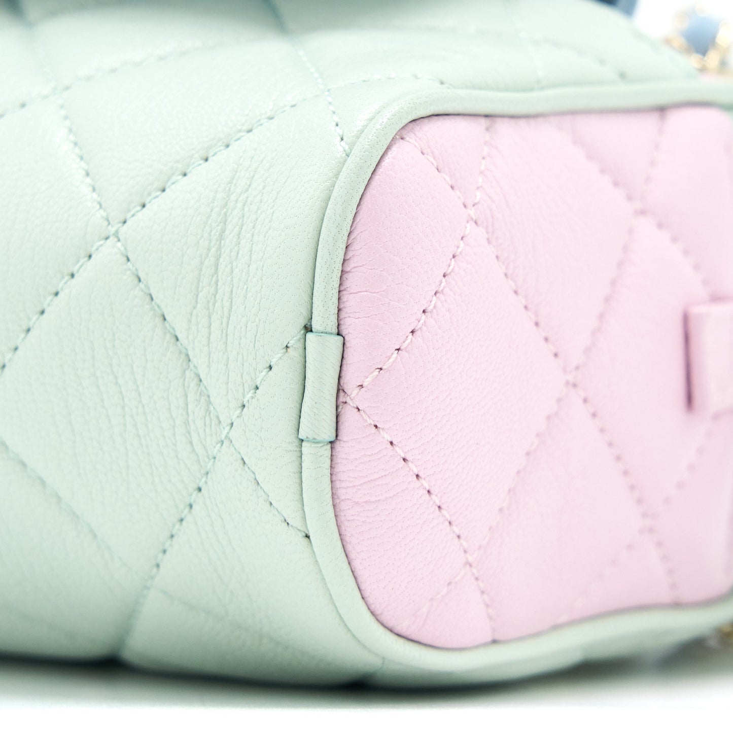 Chanel Small Camera Case Tricolour Goatskin Green Blue Pink L