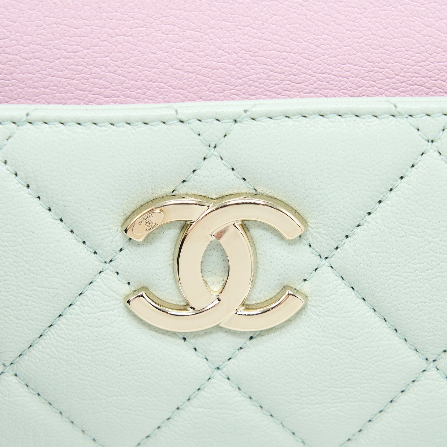 Chanel Small Camera Case Tricolour Goatskin Green Blue Pink L