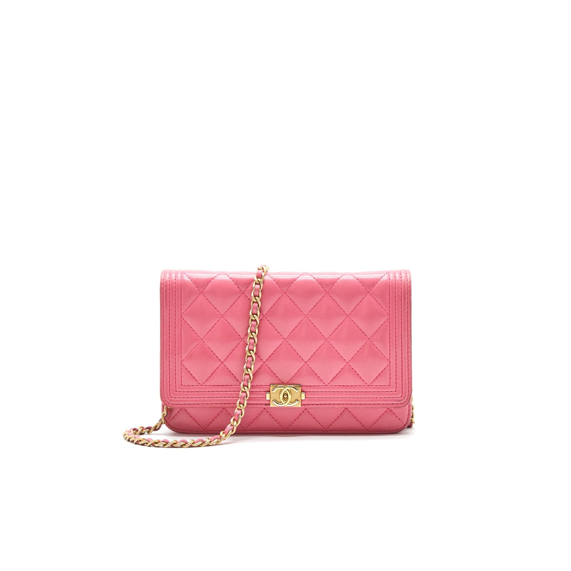 Chanel Boy Wallet on Chain Pink GHW Crossbody