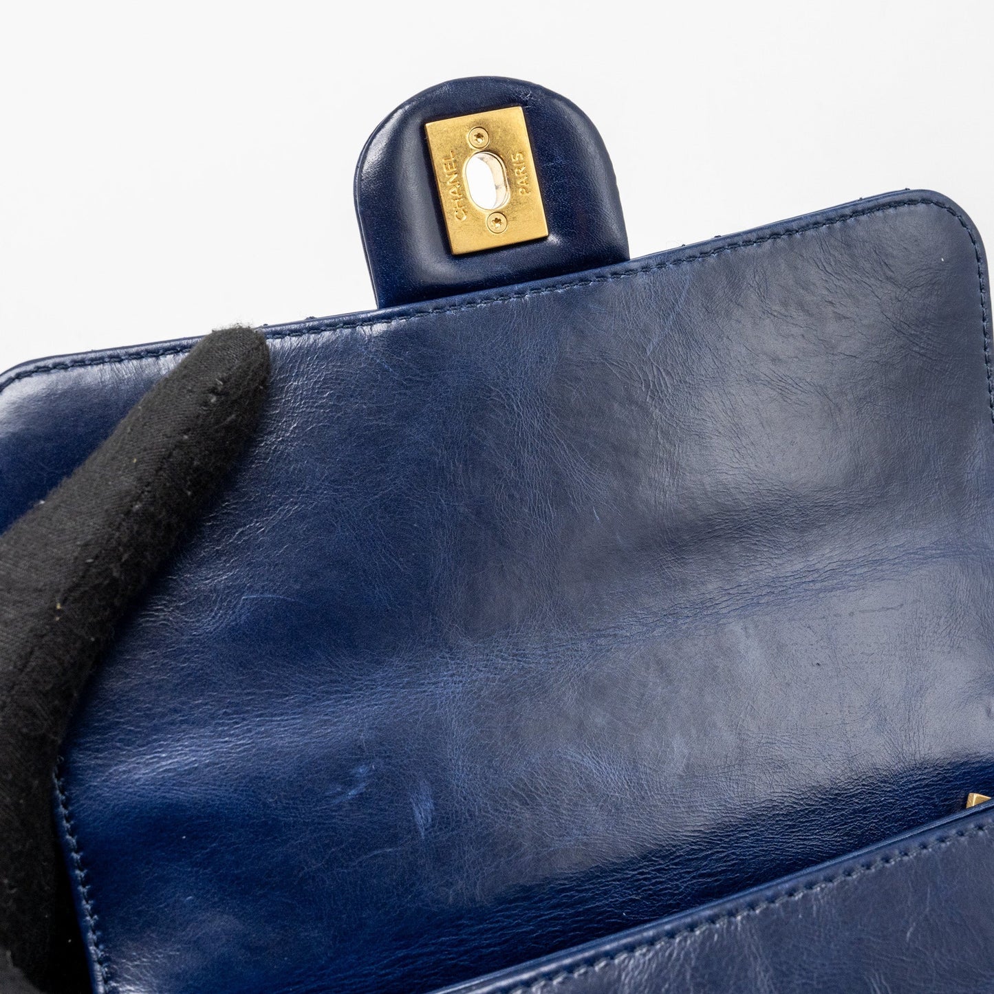 Chanel Quilted flap bag with chain handle calfskin dark blue