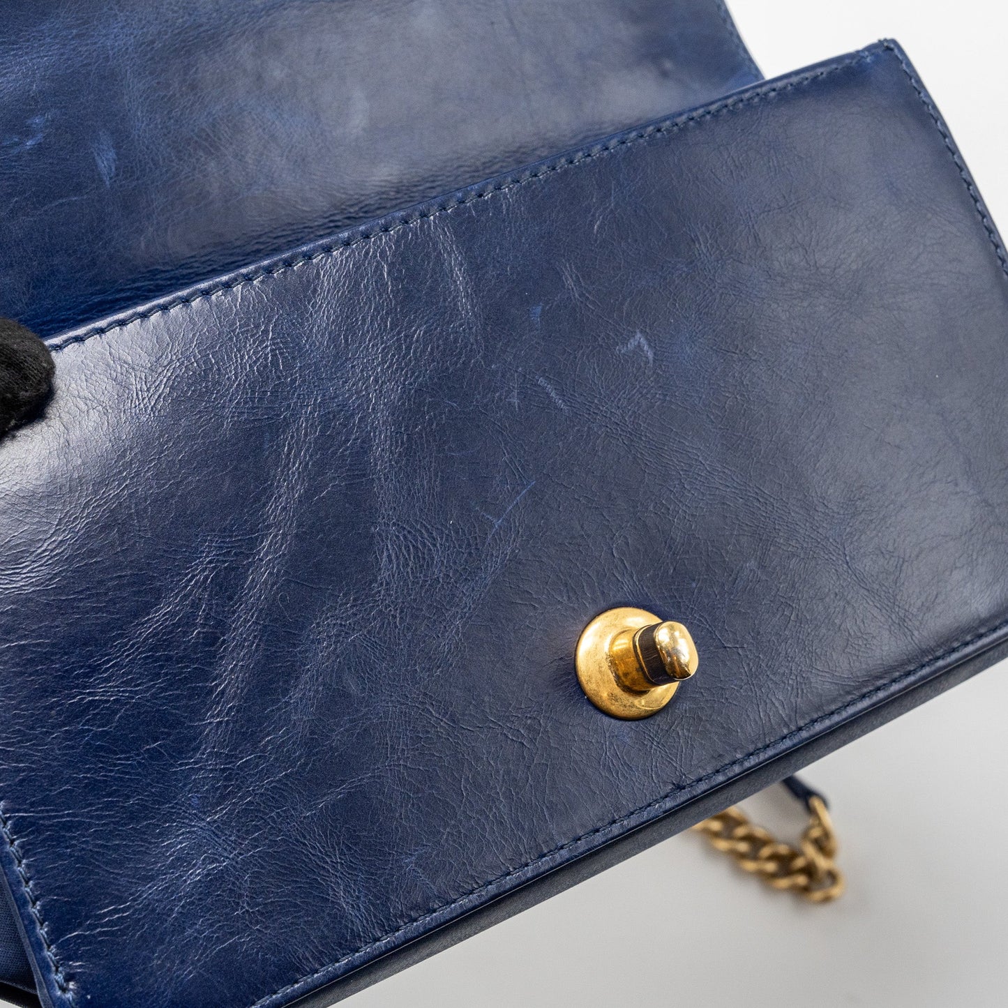 Chanel Quilted flap bag with chain handle calfskin dark blue