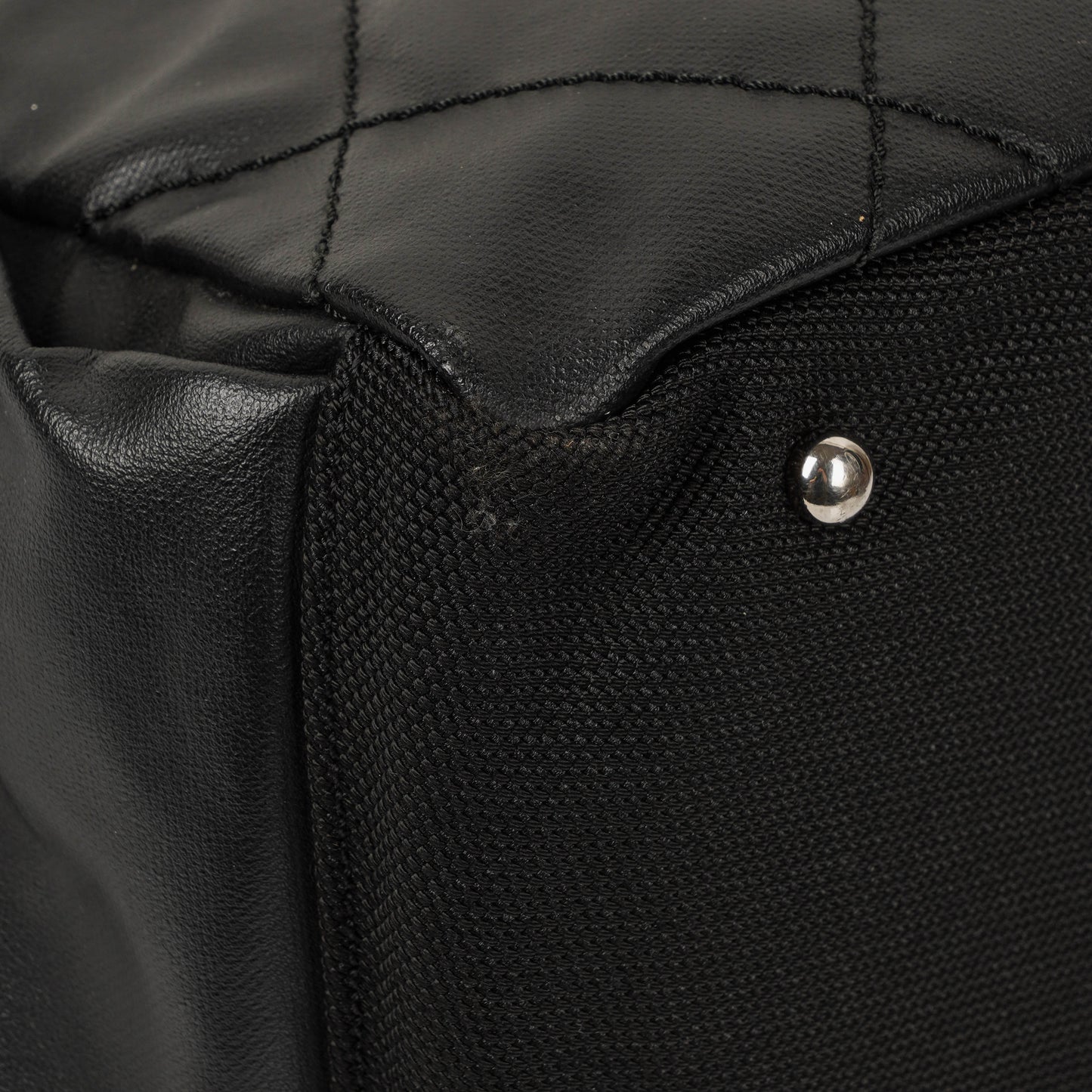 Chanel Paris-Biarritz Black Quilted Coated Canvas Grand Shopping Tote Bag