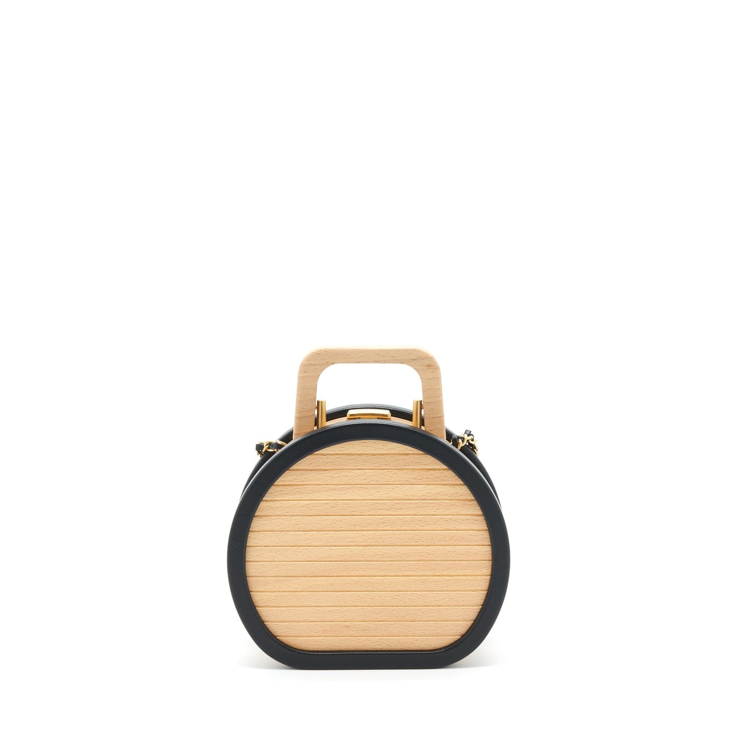 Chanel 22C small vanity case beech wood, calfskin beige / black with