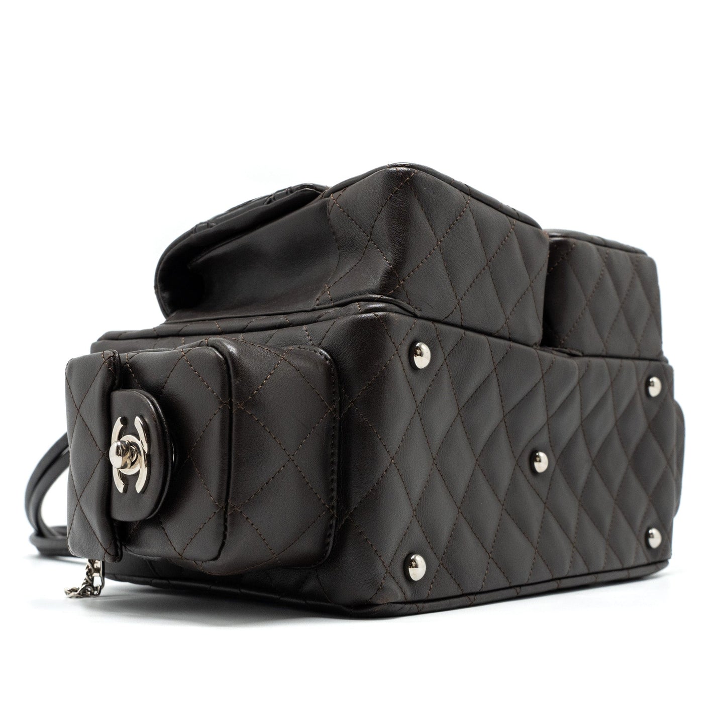 Chanel  Cambo Reporter Bag Calfskin Dark Brown