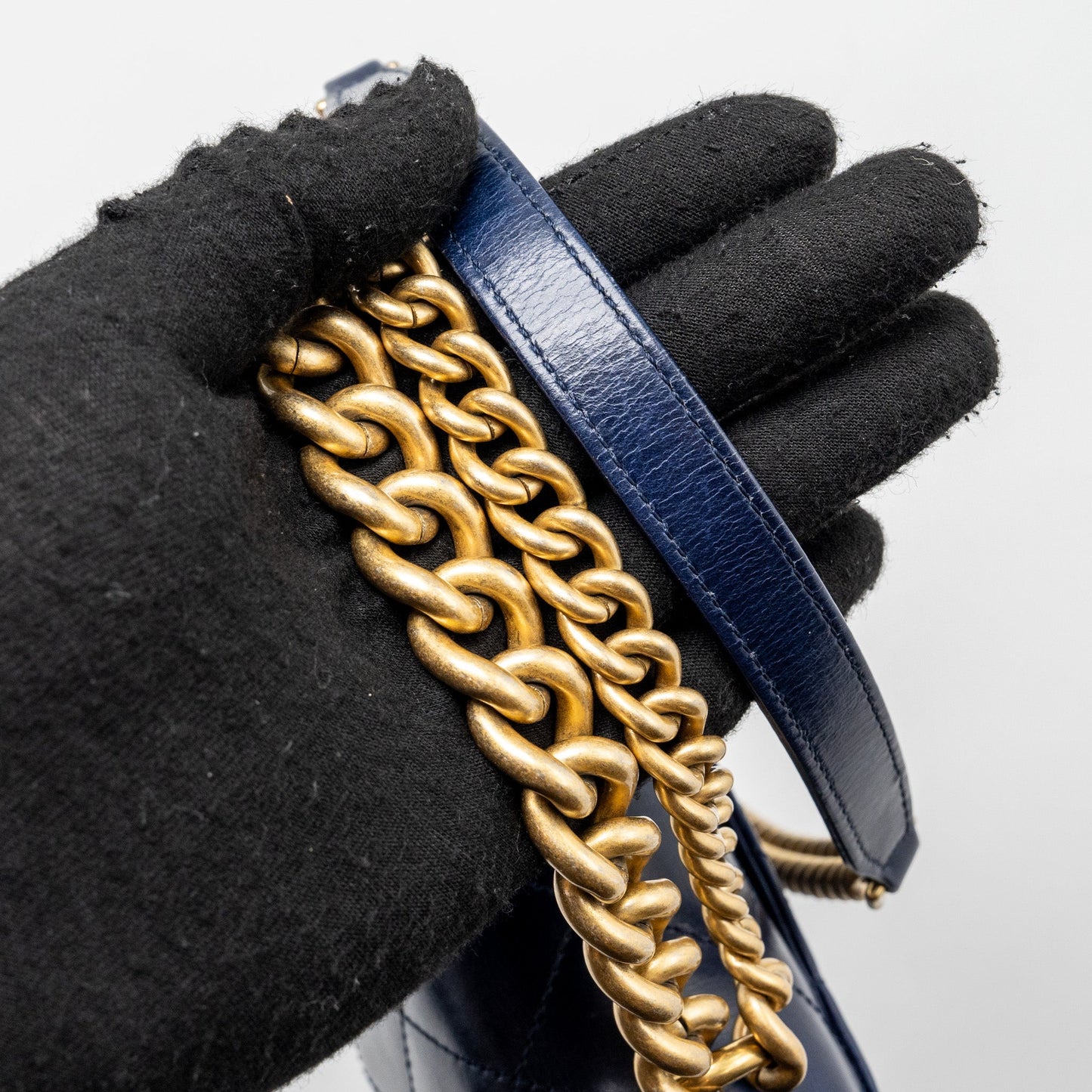Chanel Quilted flap bag with chain handle calfskin dark blue