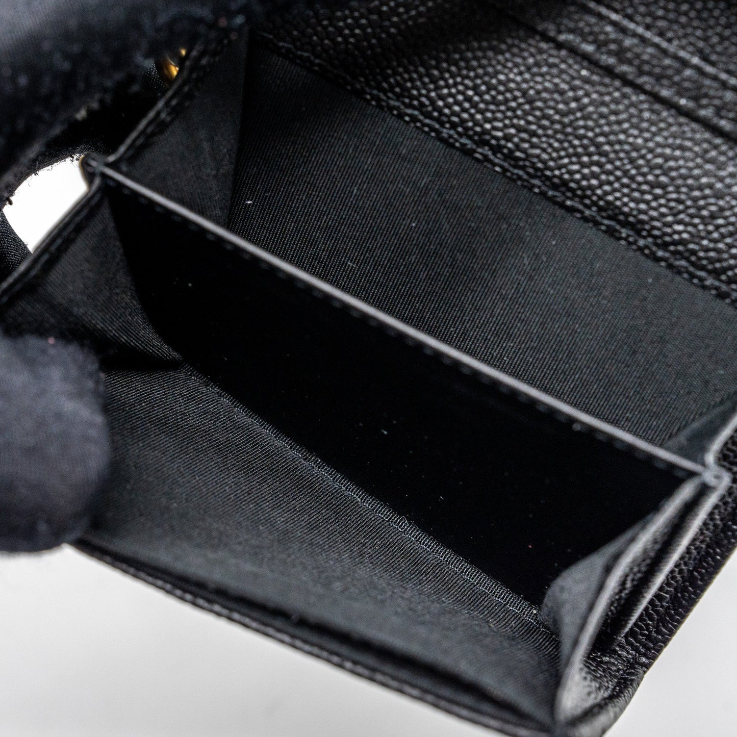 Chanel boy card holder with chain caviar black