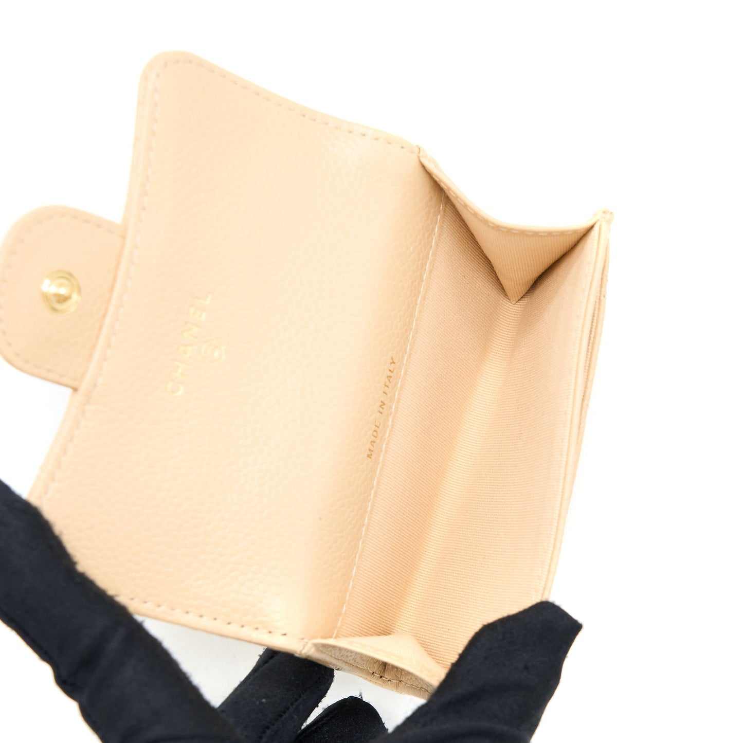 Chanel Classic Flap Card Holder Caviar Beige  (Microchip)