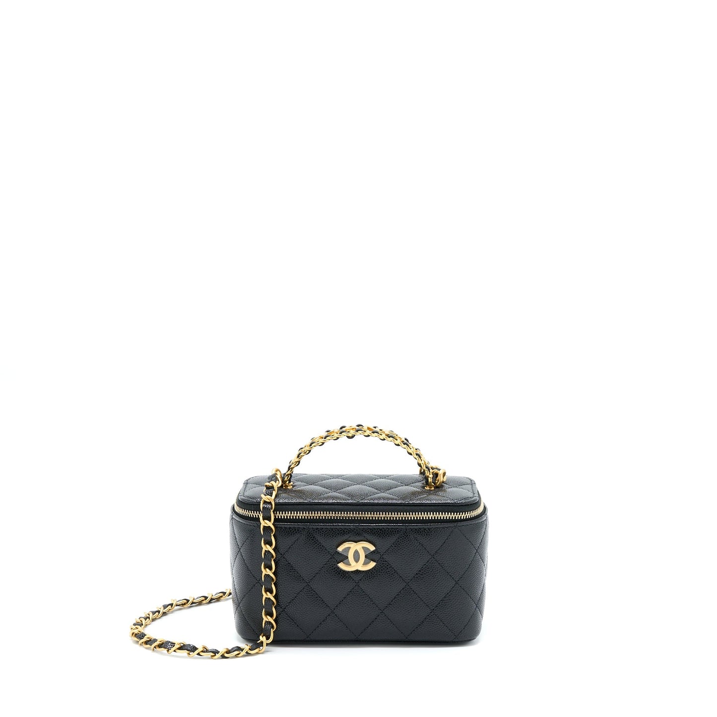 Chanel Letter Top Handle Long Vanity Caviar Black