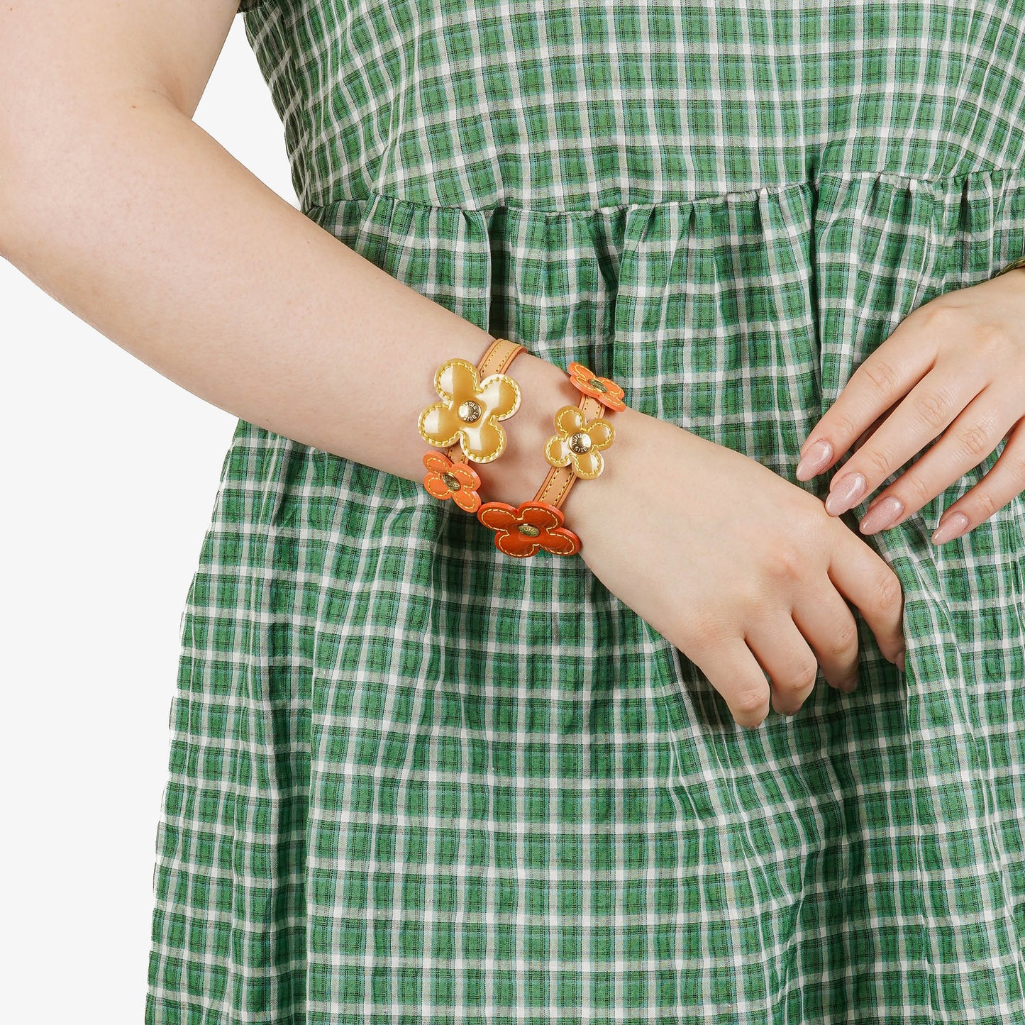 Louis Vuitton Double Wrap Patent Fleur Orange Bracelet