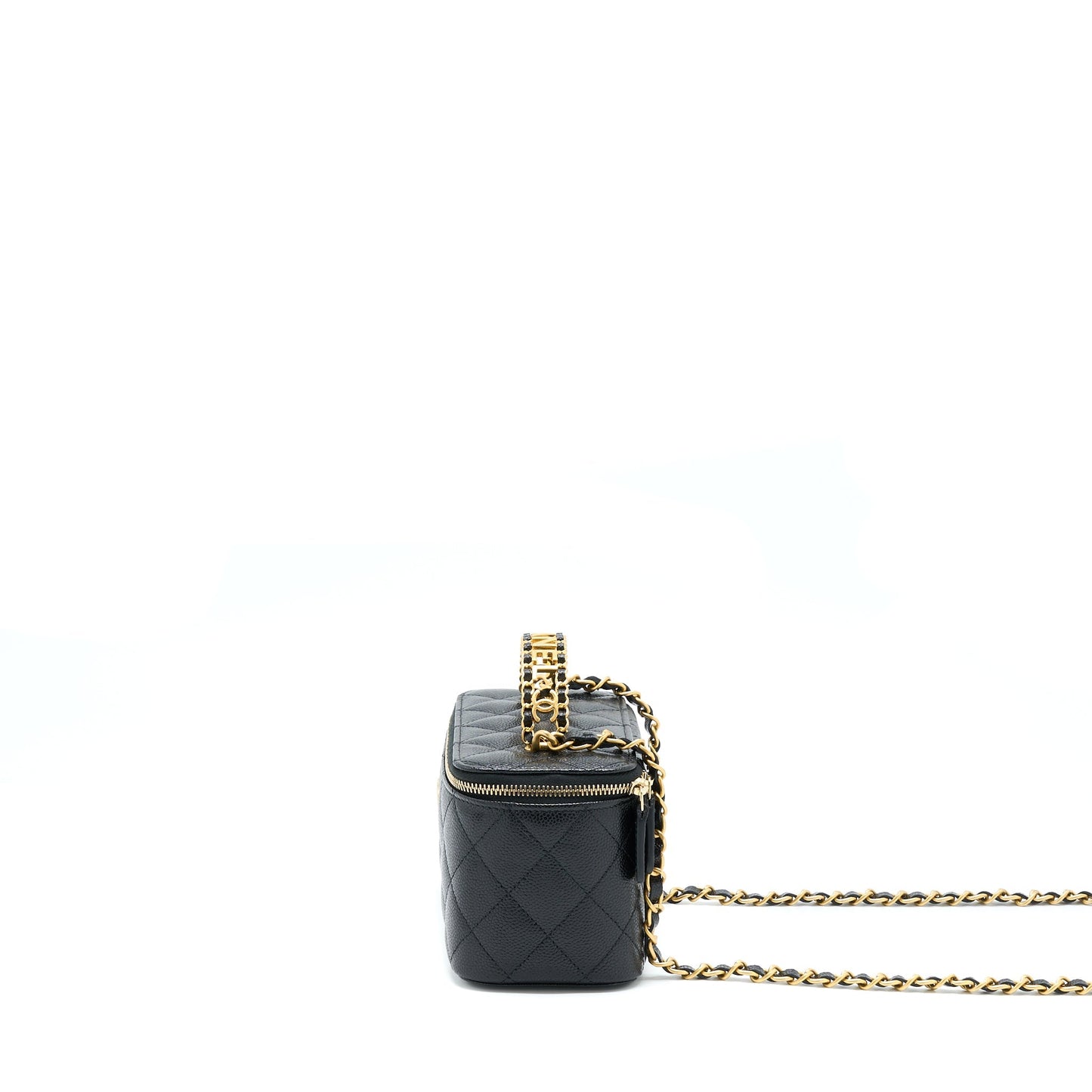 Chanel Letter Top Handle Long Vanity Caviar Black