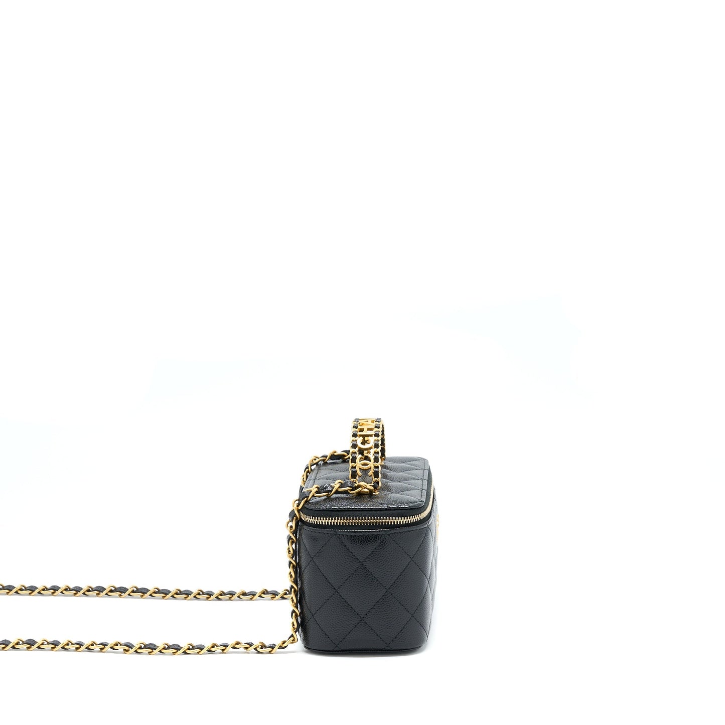 Chanel Letter Top Handle Long Vanity Caviar Black