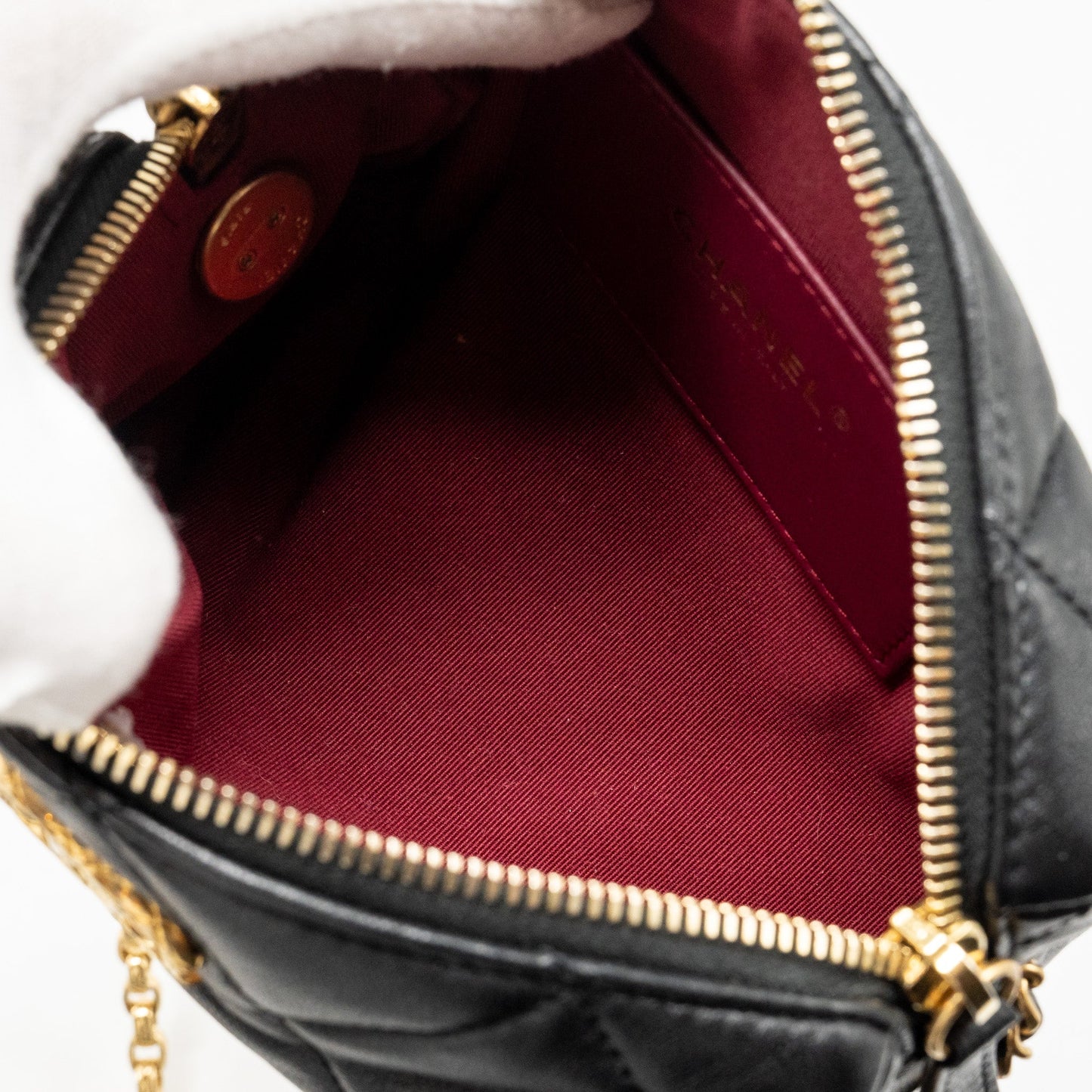 Chanel 22a Detail Chain Bowling Bag Lambskin Black  (microchip)