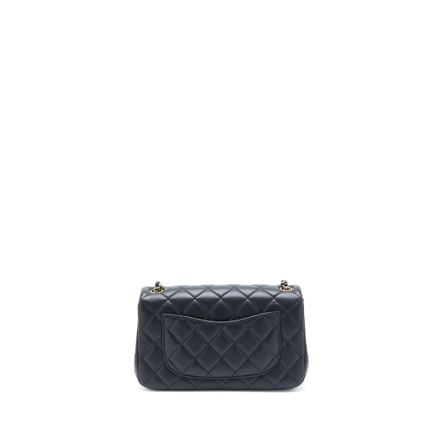Chanel 23C Pearl Crush Mini Rectangular Flap Bag Lambskin Black L (Microchip)