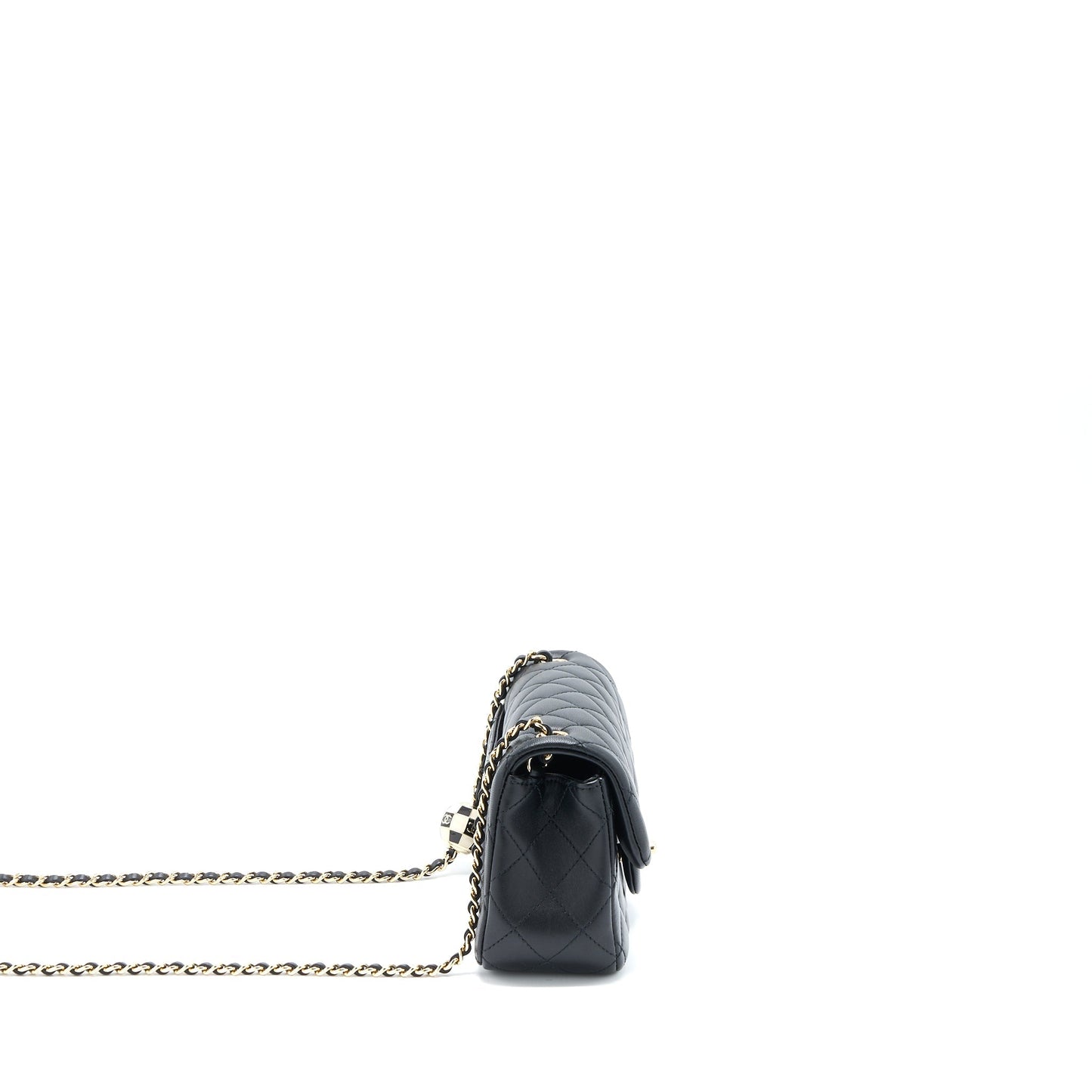 Chanel 23C Pearl Crush Mini Rectangular Flap Bag Lambskin Black L (Microchip)