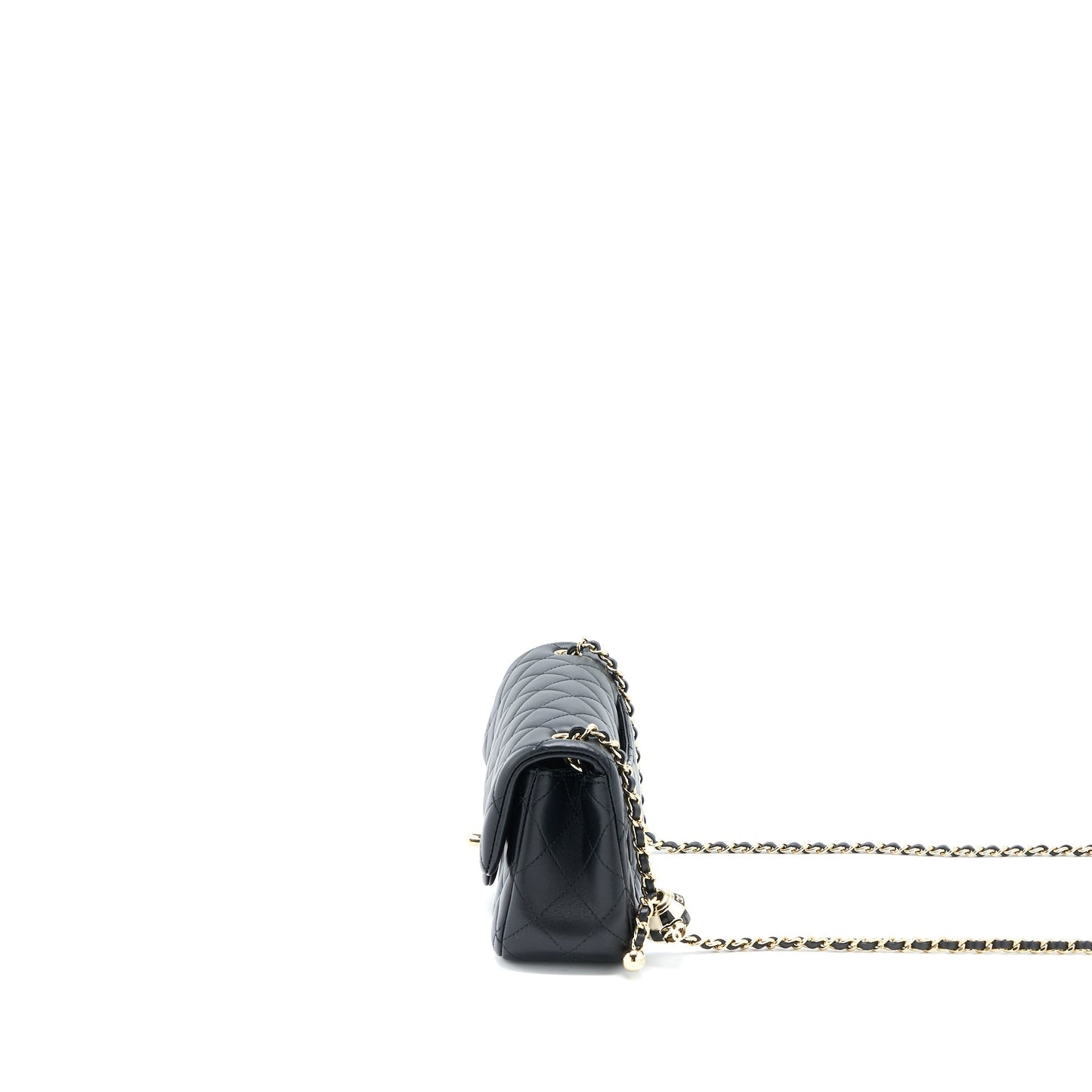 Chanel 23C Pearl Crush Mini Rectangular Flap Bag Lambskin Black L (Microchip)