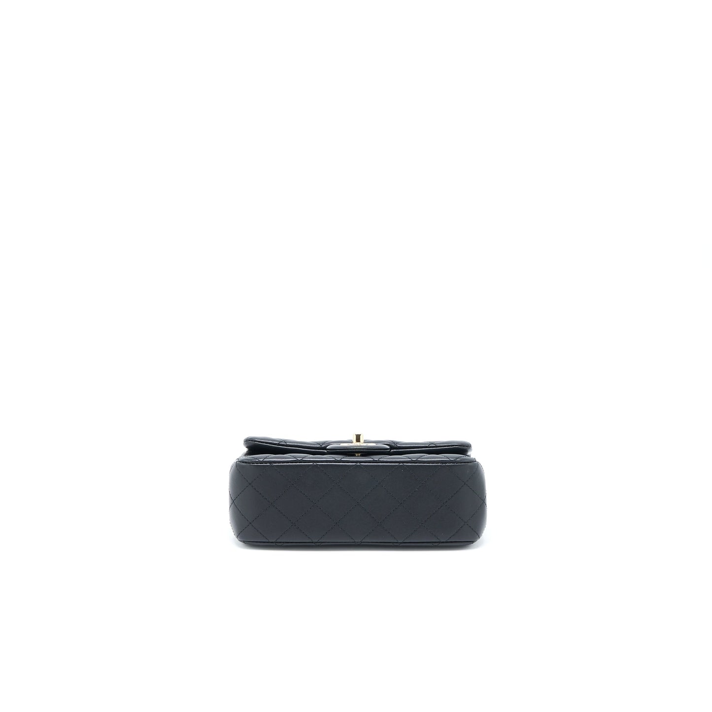 Chanel 23C Pearl Crush Mini Rectangular Flap Bag Lambskin Black L (Microchip)