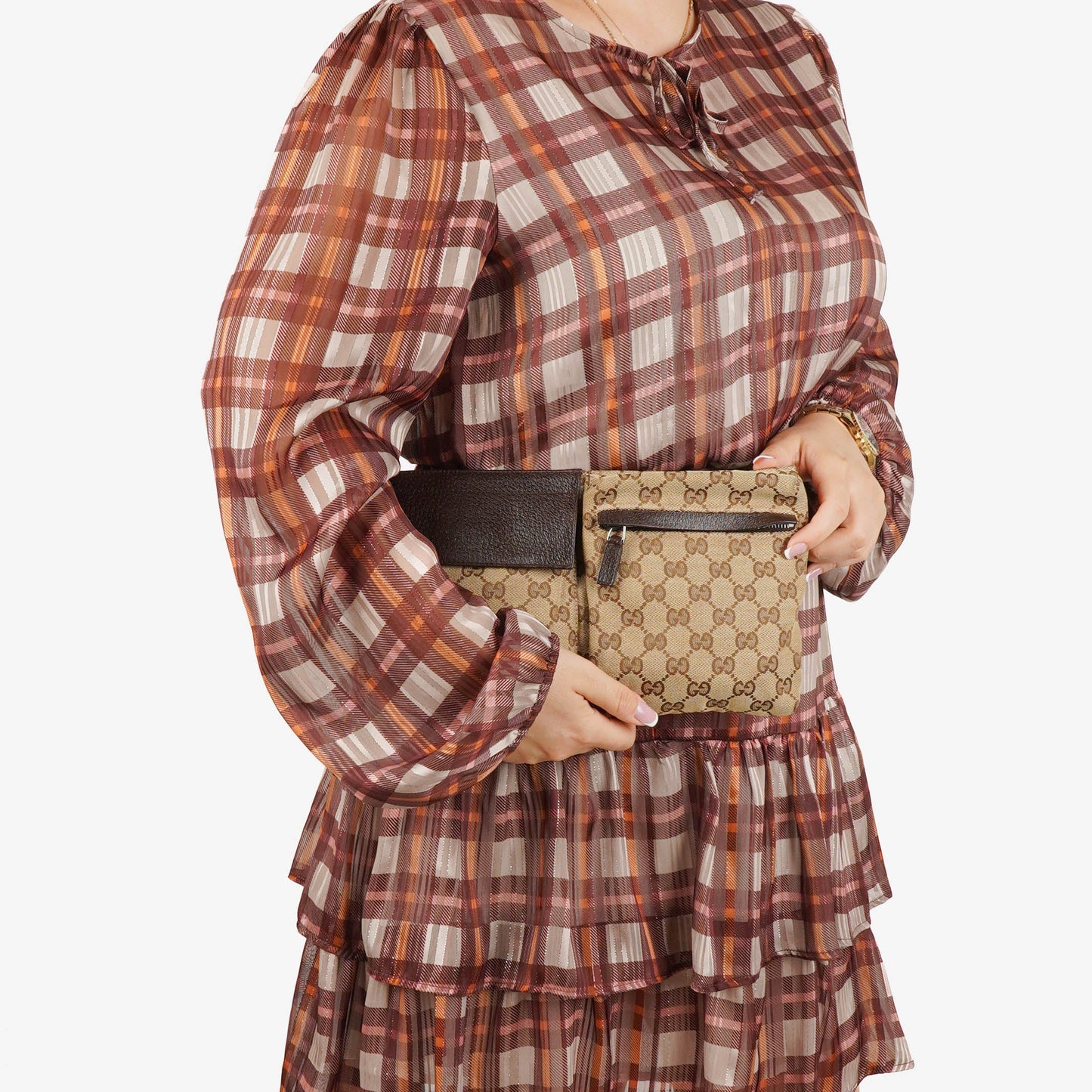 Gucci GG Beige/Brown Monogram Canvas Belt Bag