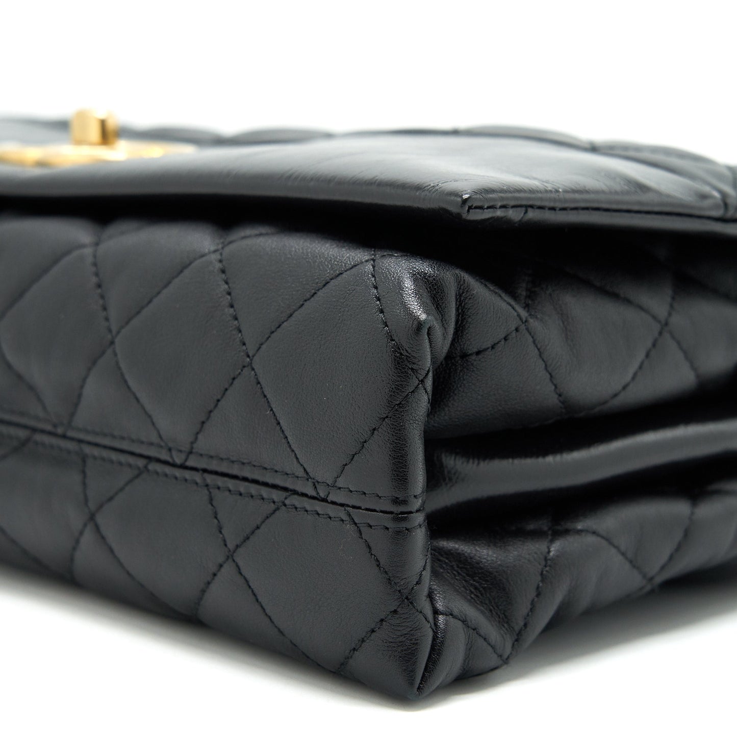 Chanel Large Single Flap Bag Calfskin  Black