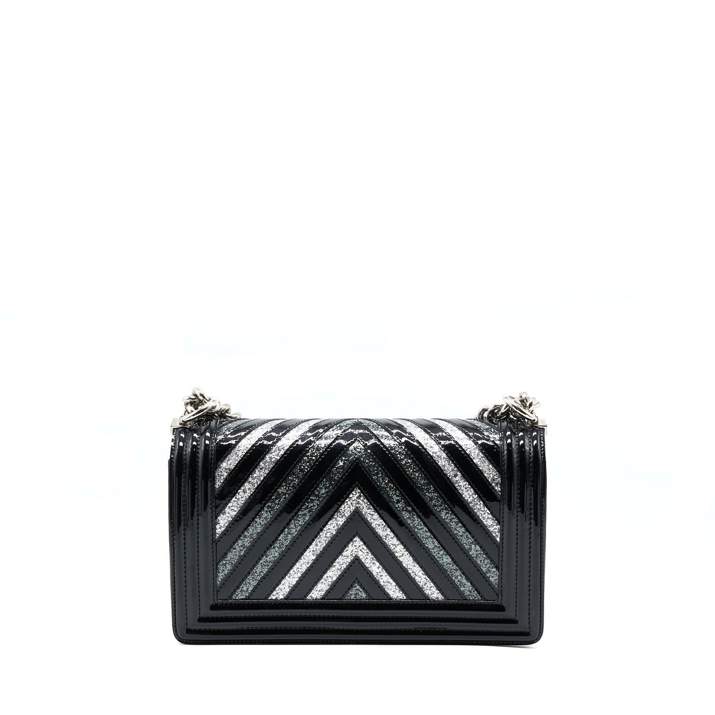 Chanel Medium Boy Bag Chevron Limited Patent Black