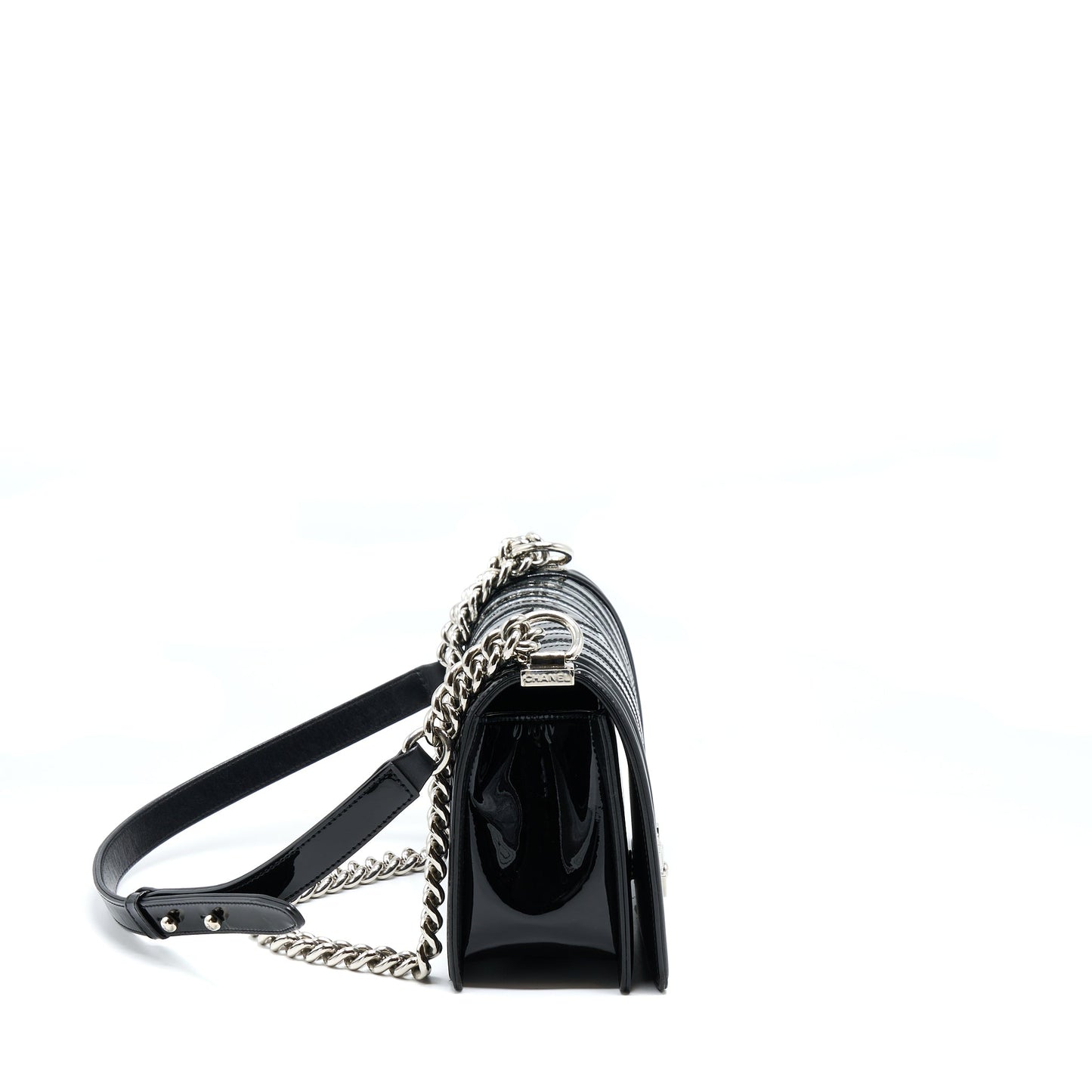 Chanel Medium Boy Bag Chevron Limited Patent Black