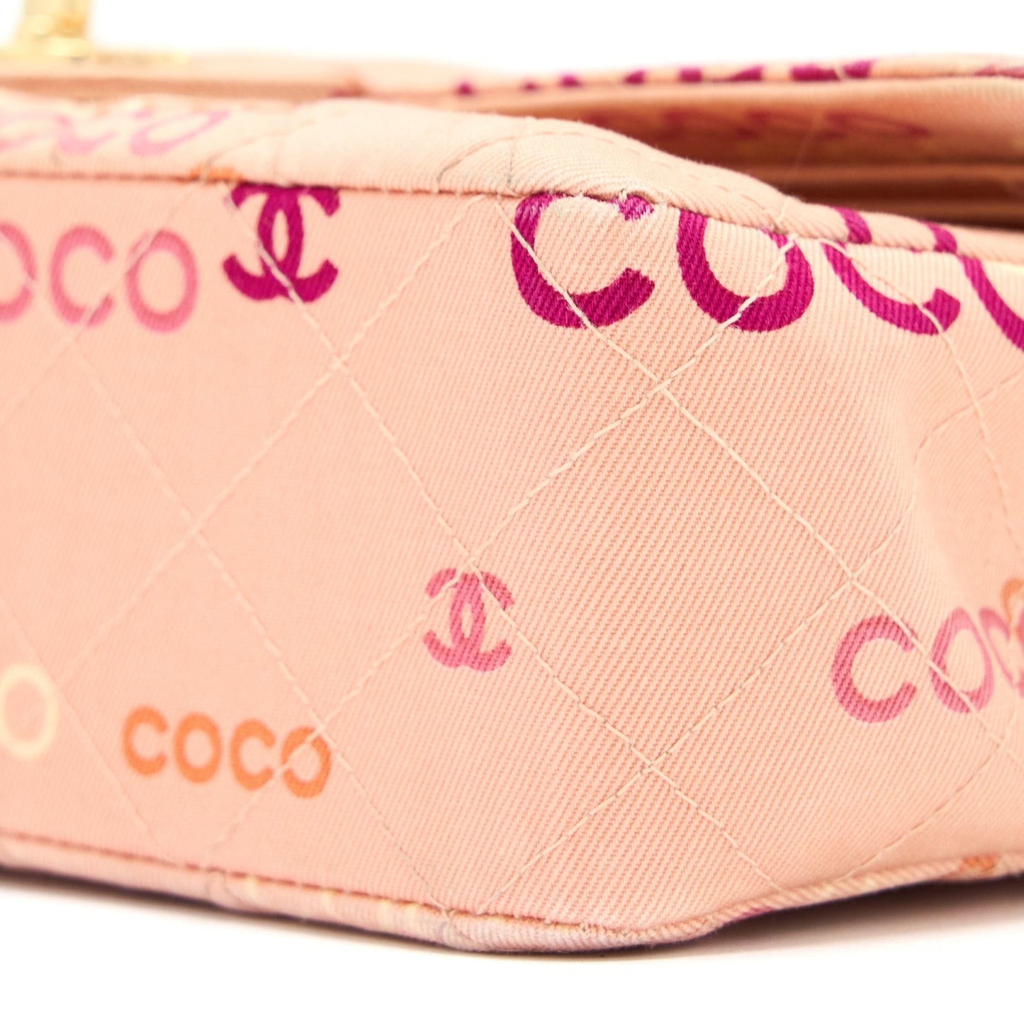 Chanel  Coco Medium Classic Flap Bag Fabric Pink
