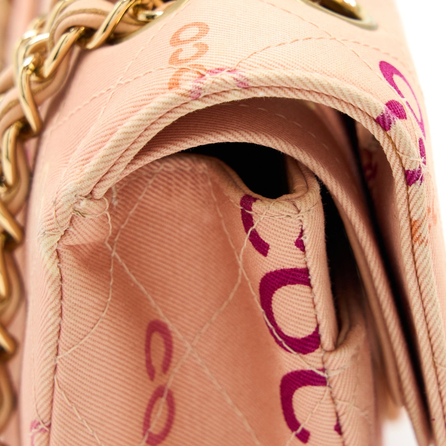Chanel  Coco Medium Classic Flap Bag Fabric Pink