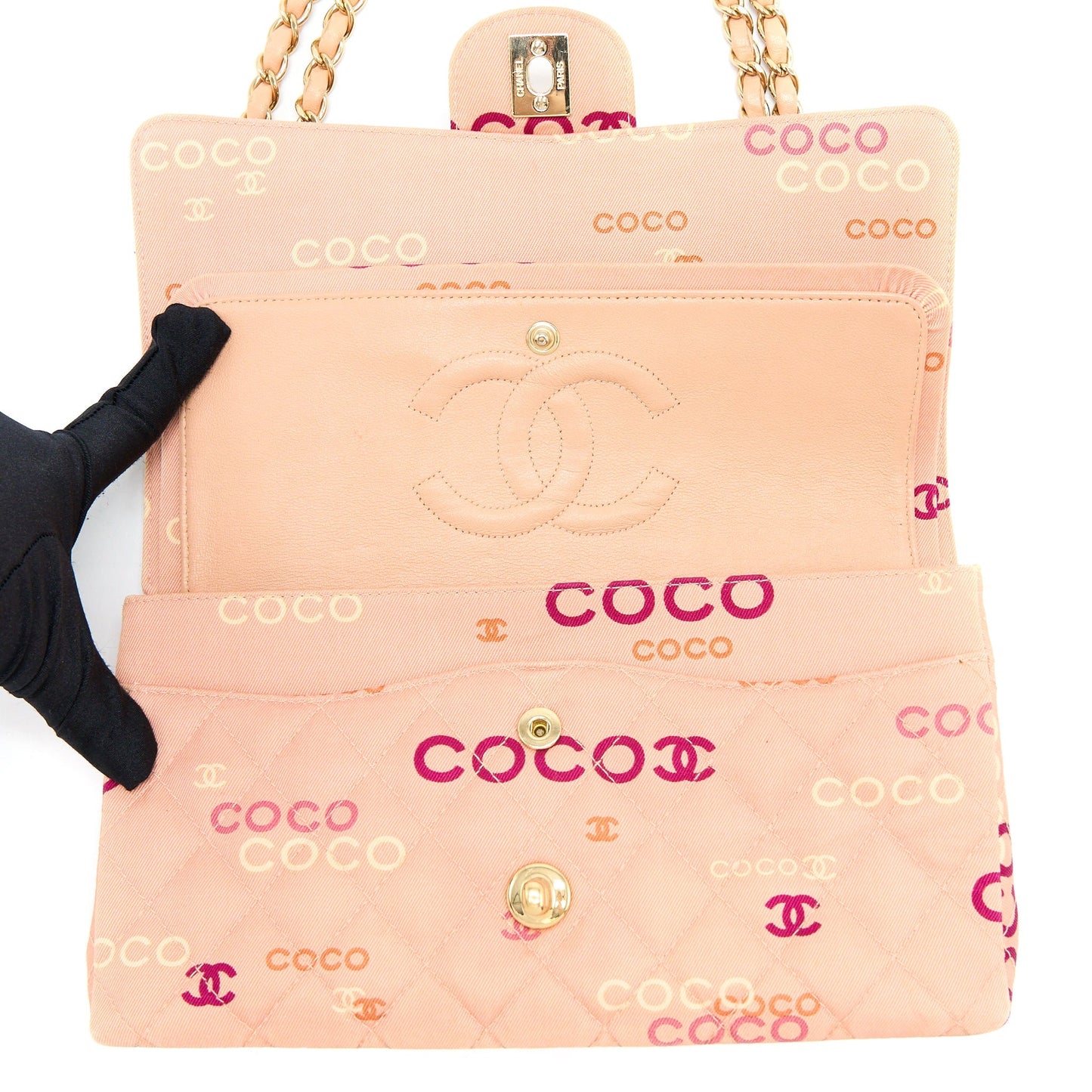 Chanel  Coco Medium Classic Flap Bag Fabric Pink