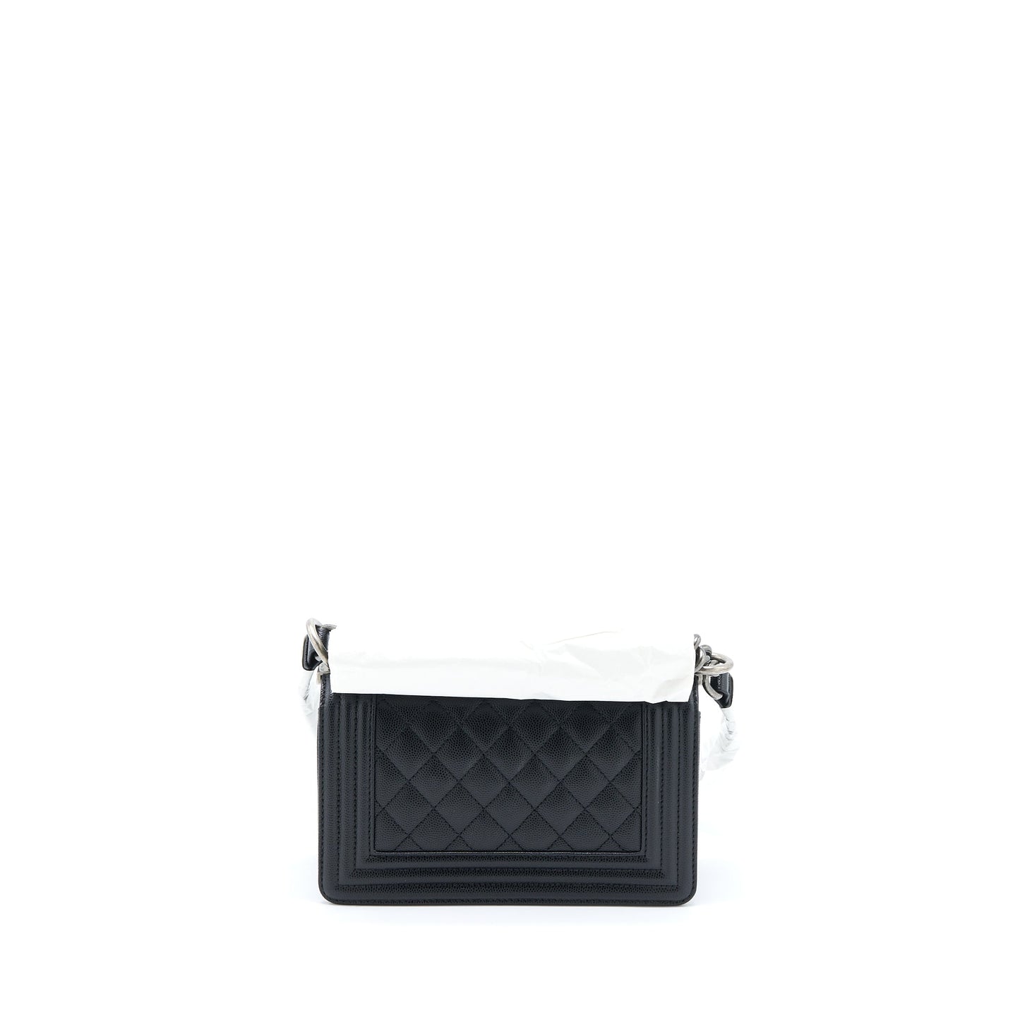 Chanel Small Boy Bag Caviar Black Ruthenium  (Microchip)