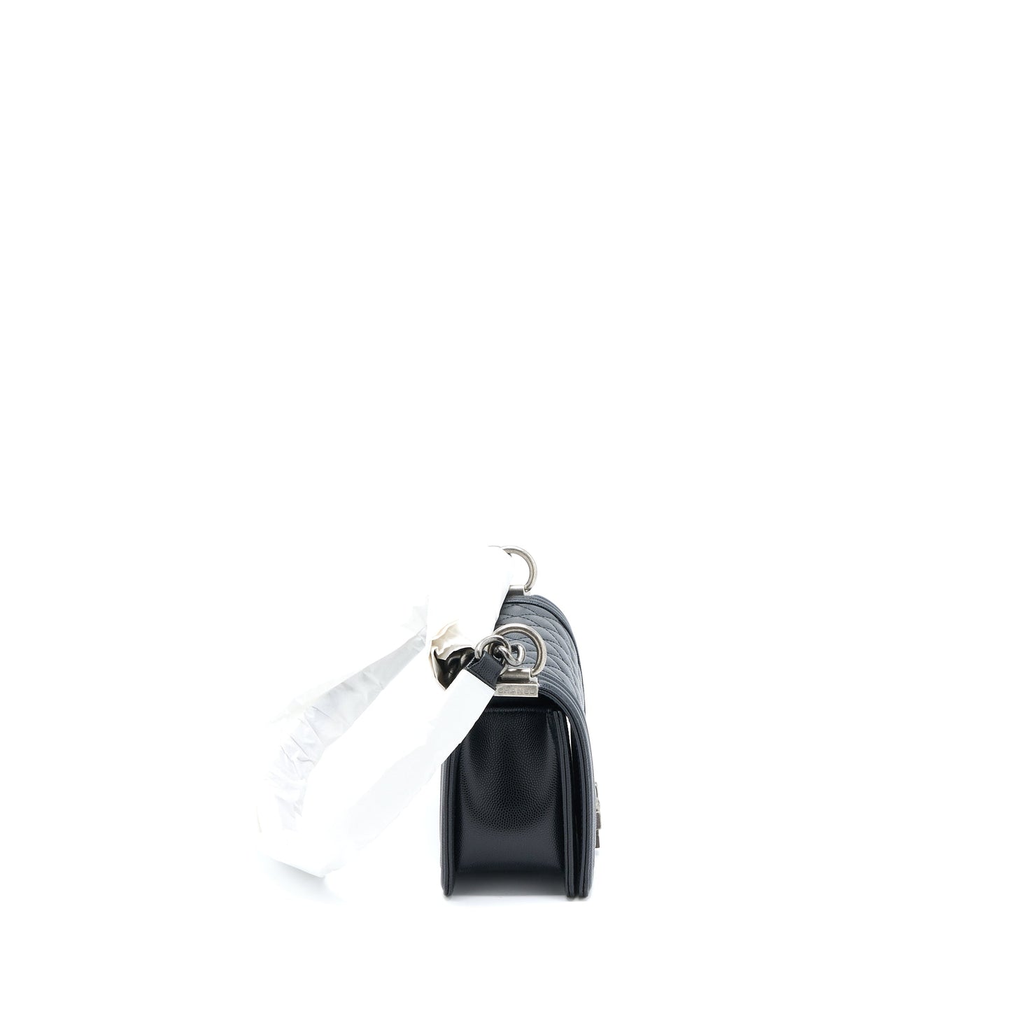 Chanel Small Boy Bag Caviar Black Ruthenium  (Microchip)