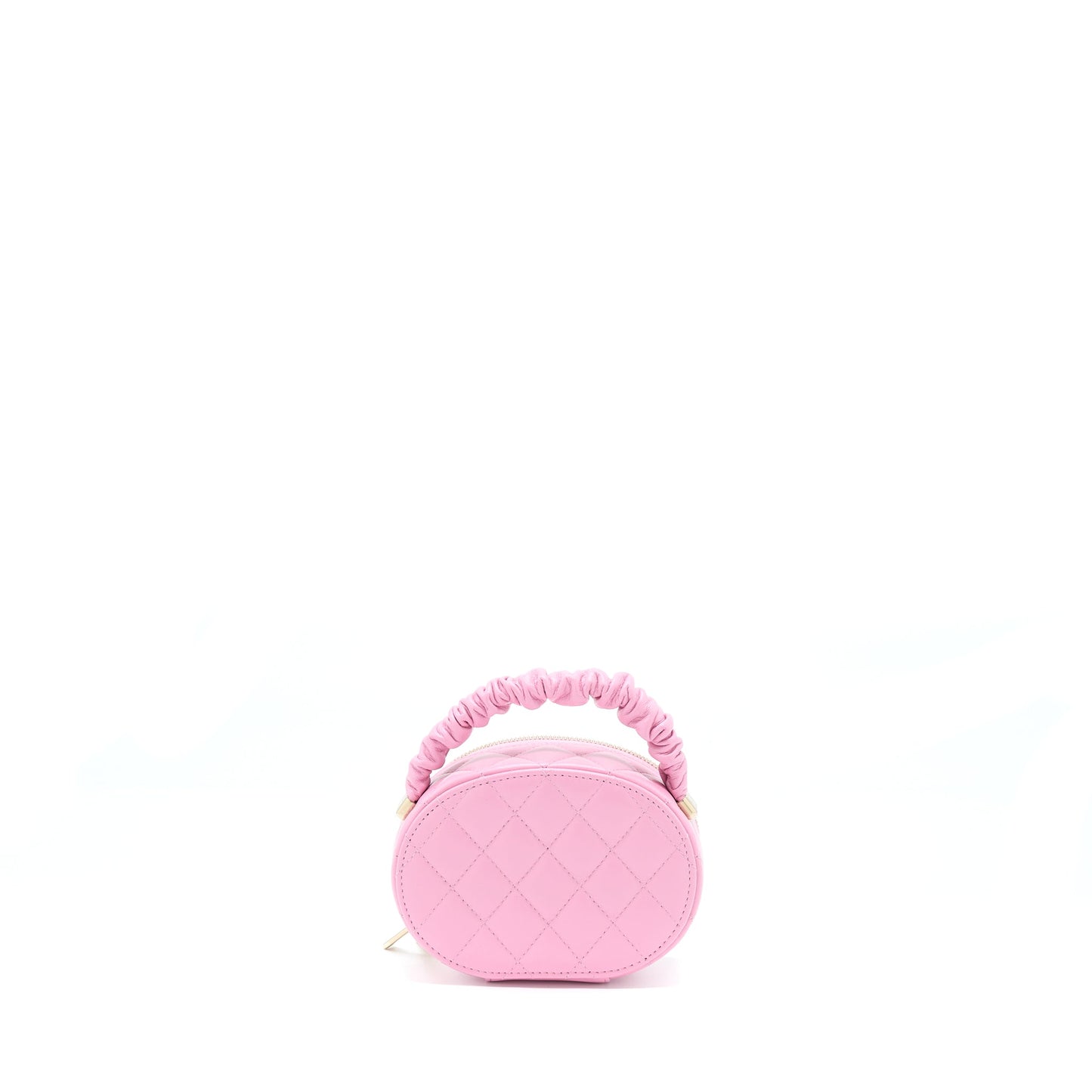 Chanel 22S Top Handle Mini Round Vanity Clutch Lambskin Pink L